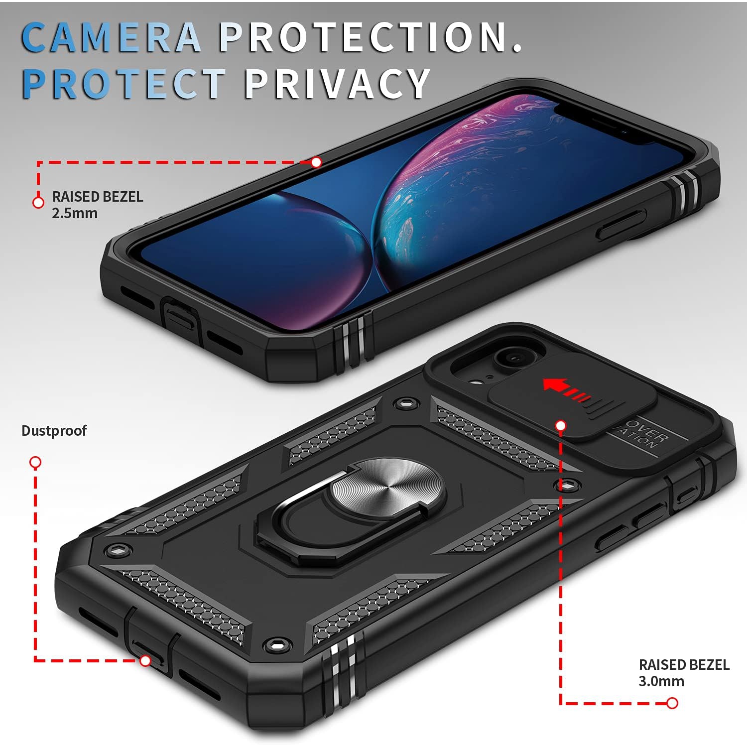 Case for iPhone Xs Max,Silicone Heavy-Duty Tough Rugged Lightweight Shockproof with Bracket Bumper Cover Case