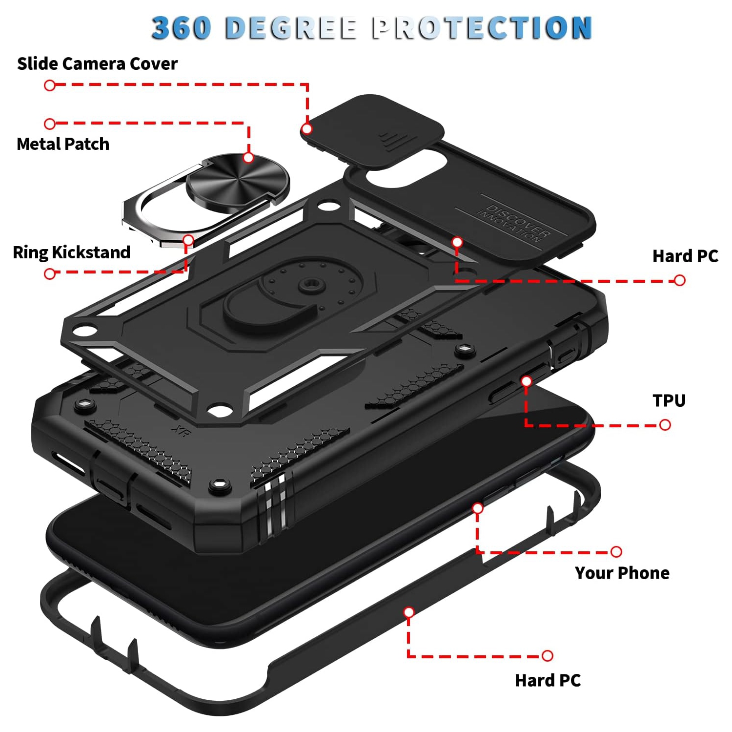 Case for iPhone Xs Max,Silicone Heavy-Duty Tough Rugged Lightweight Shockproof with Bracket Bumper Cover Case