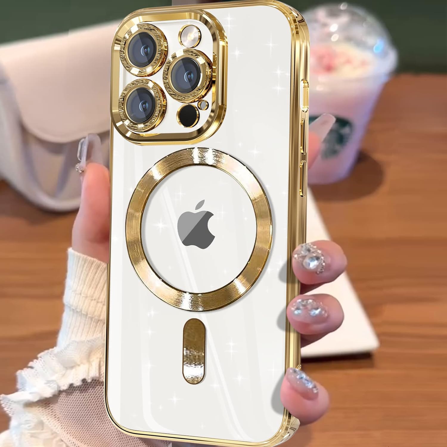 for iPhone 12 Pro Case, iPhone 12 Pro Magnetic Case [Wireless Charging] [Camera Lens Protector], Matallic Glossy