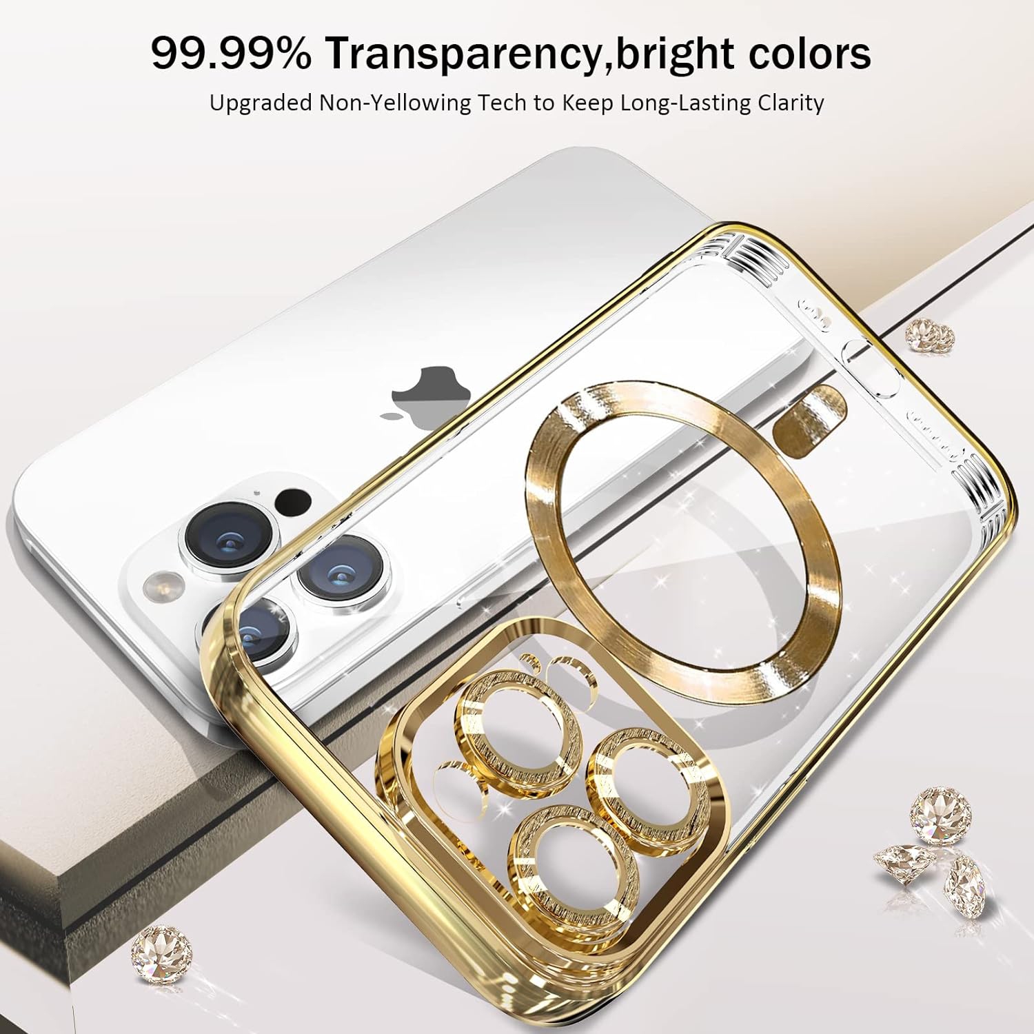 for iPhone 12 Pro Case, iPhone 12 Pro Magnetic Case [Wireless Charging] [Camera Lens Protector], Matallic Glossy