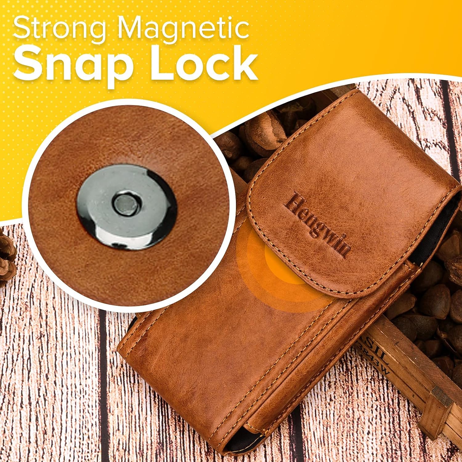 Genuine Leather Cell Phone Magnetic Case for iPhone 13 Pro Max 12 Pro Max Holster Case with Belt Clip Loop