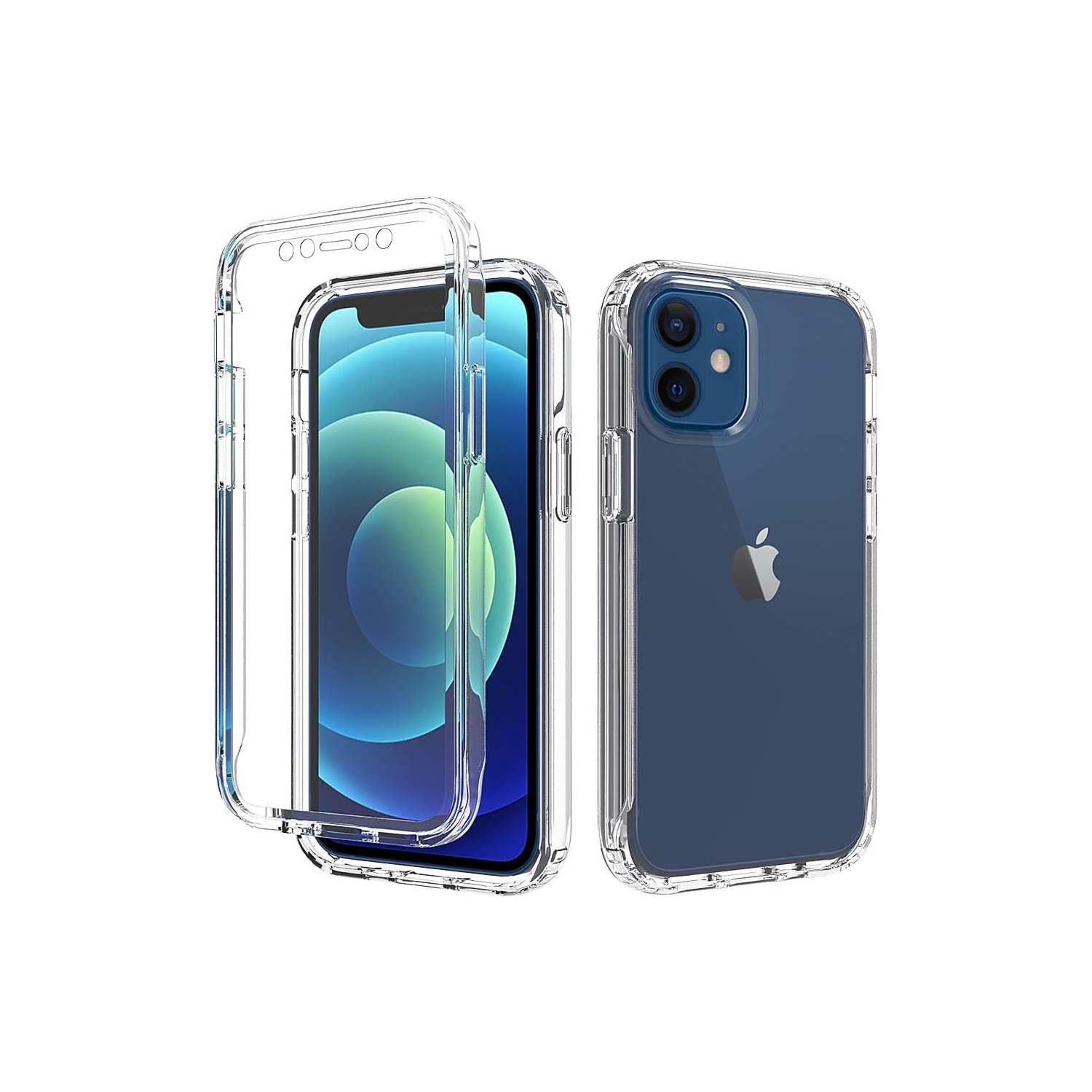 Étui iPhone 12 Mini, étui protecteur intégral robuste cristal solide 360° avec protecteur d'écran
