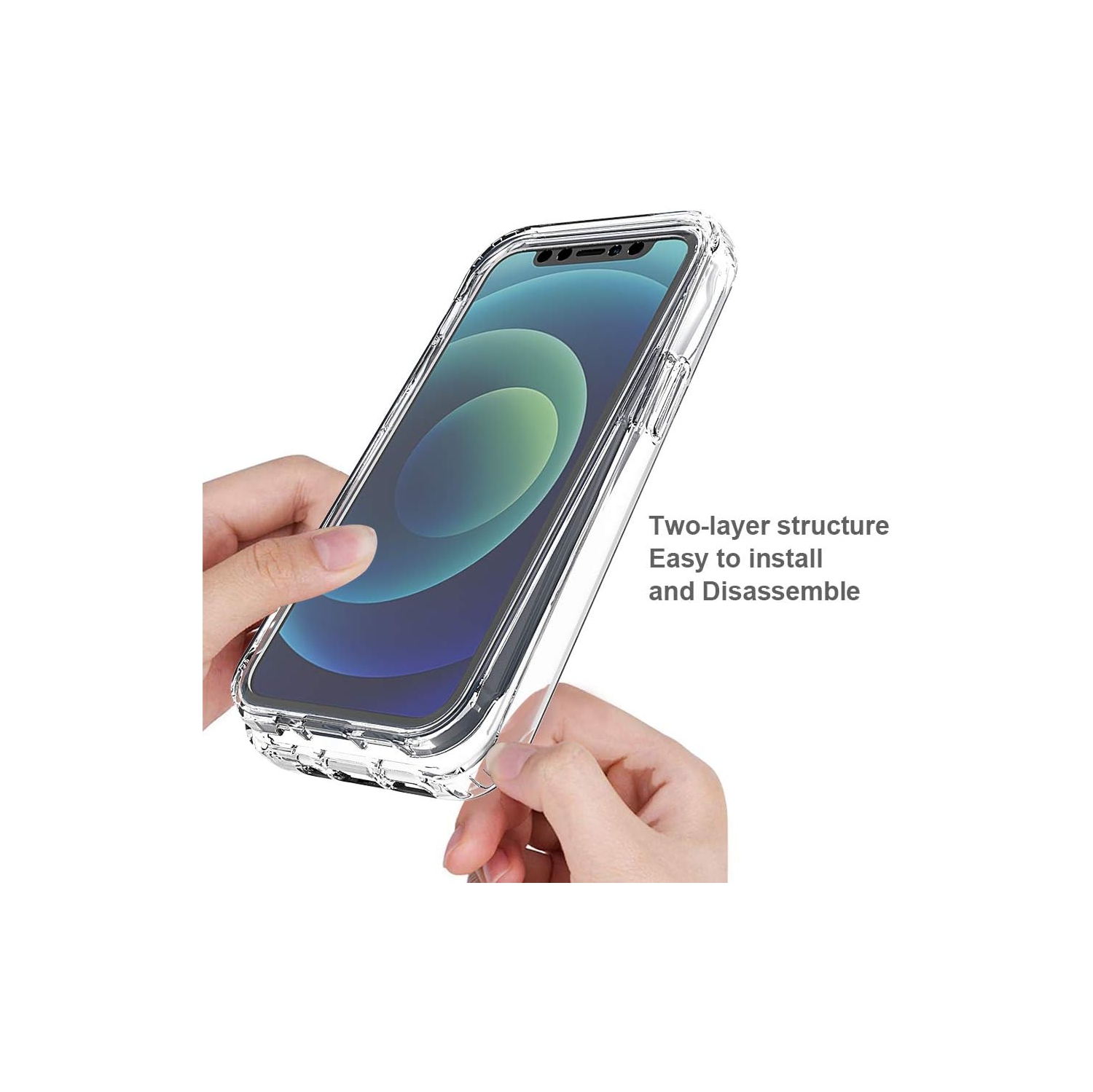 Étui iPhone 12 Mini, étui protecteur intégral robuste cristal solide 360° avec protecteur d'écran