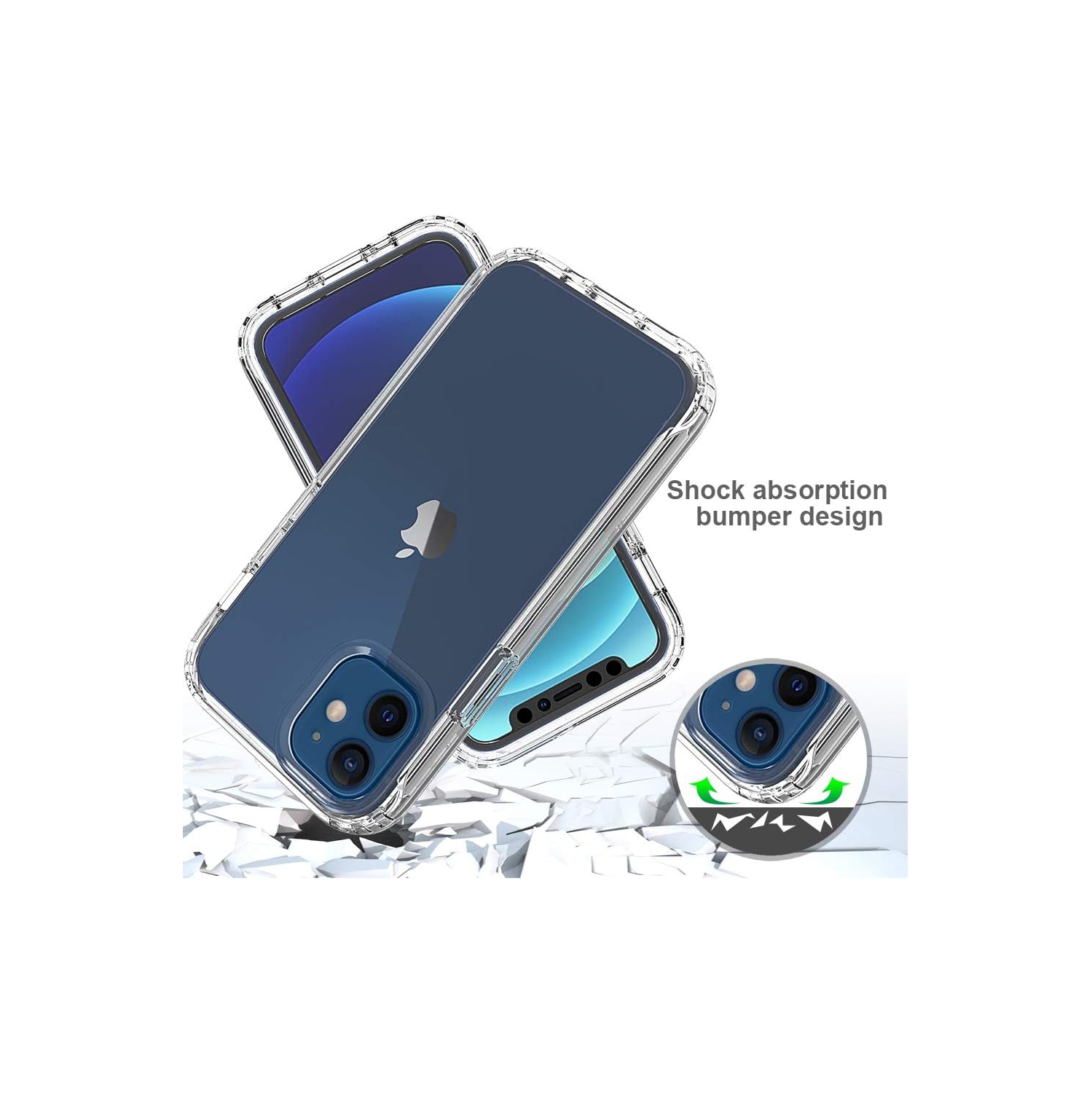 Étui iPhone 12 Mini, étui protecteur intégral robuste cristal solide 360° avec protecteur d'écran