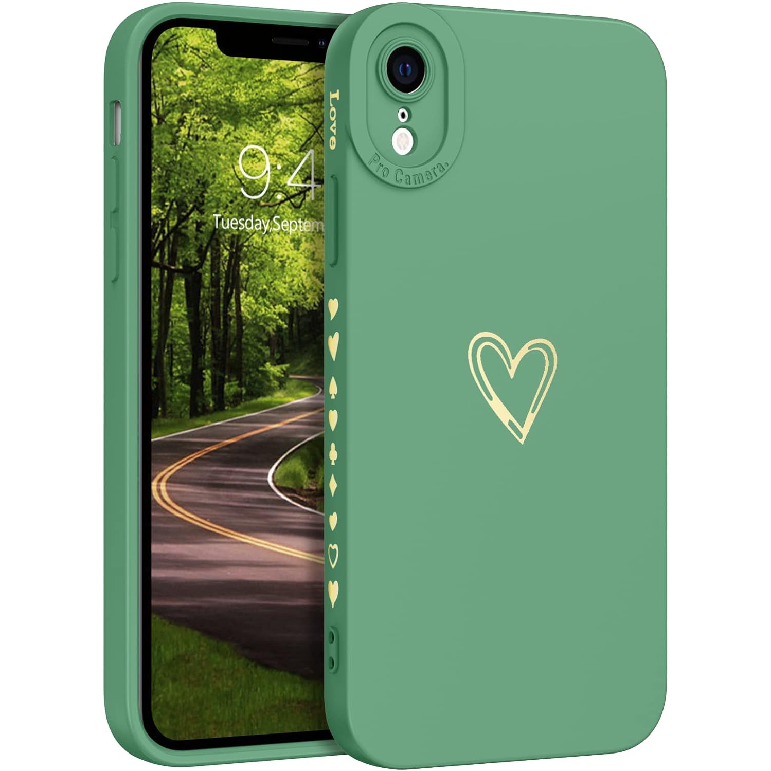 iPhone XR Case, iPhone XR Phone Case Cute Plated Love Heart Cover for Women Girls Slim Thin Lightweight