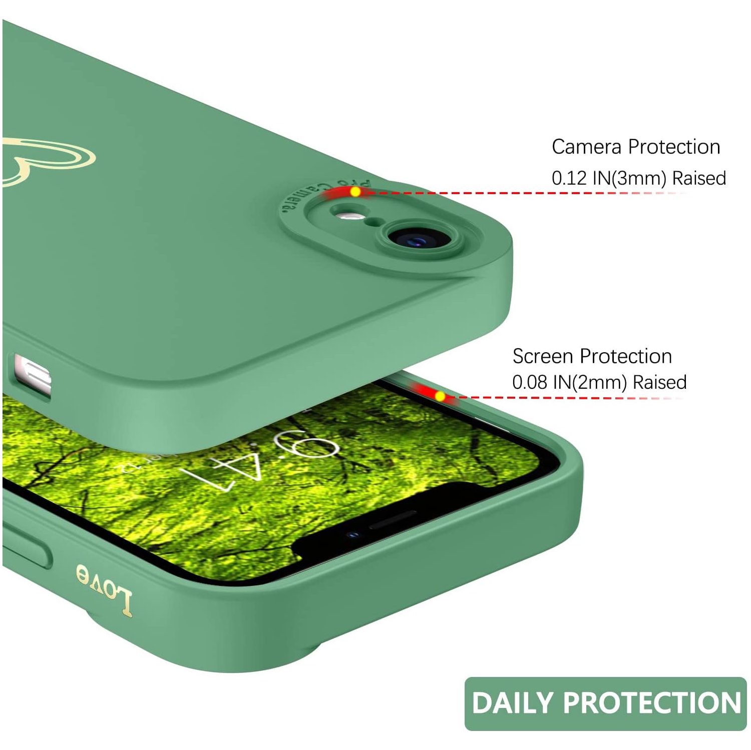 iPhone XR Case, iPhone XR Phone Case Cute Plated Love Heart Cover for Women Girls Slim Thin Lightweight