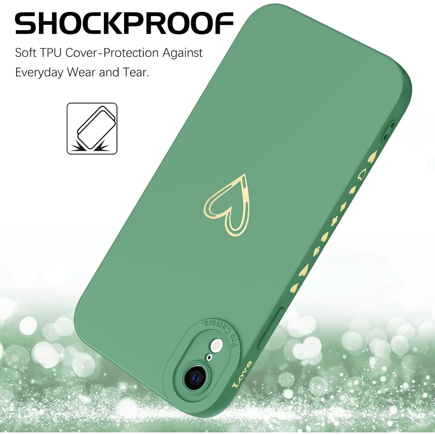 iPhone XR Case, iPhone XR Phone Case Cute Plated Love Heart Cover for Women Girls Slim Thin Lightweight