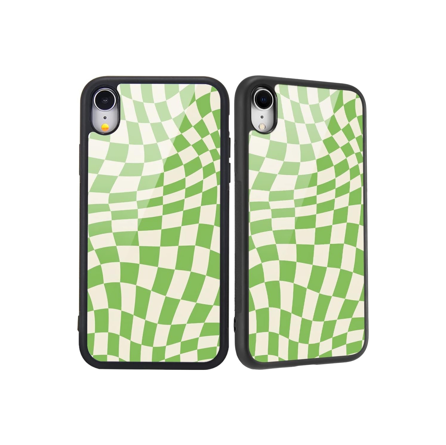 Compatible with iPhone X/iPhone Xs Case Twist Green Checkerboard Design, Hard Back with Grid Plaid Tartan