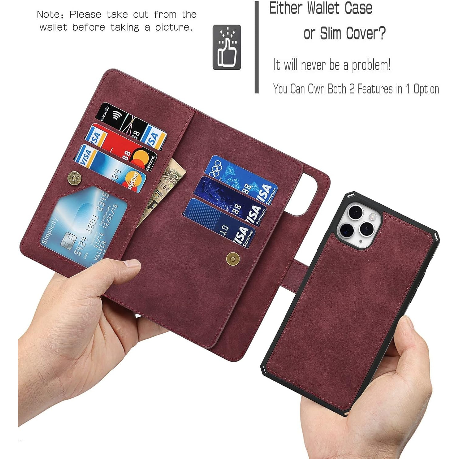 for iPhone 11 Pro Wallet Case with Card Holder and Wrist Strap, PU Leather Kickstand Card Slots Magnetic