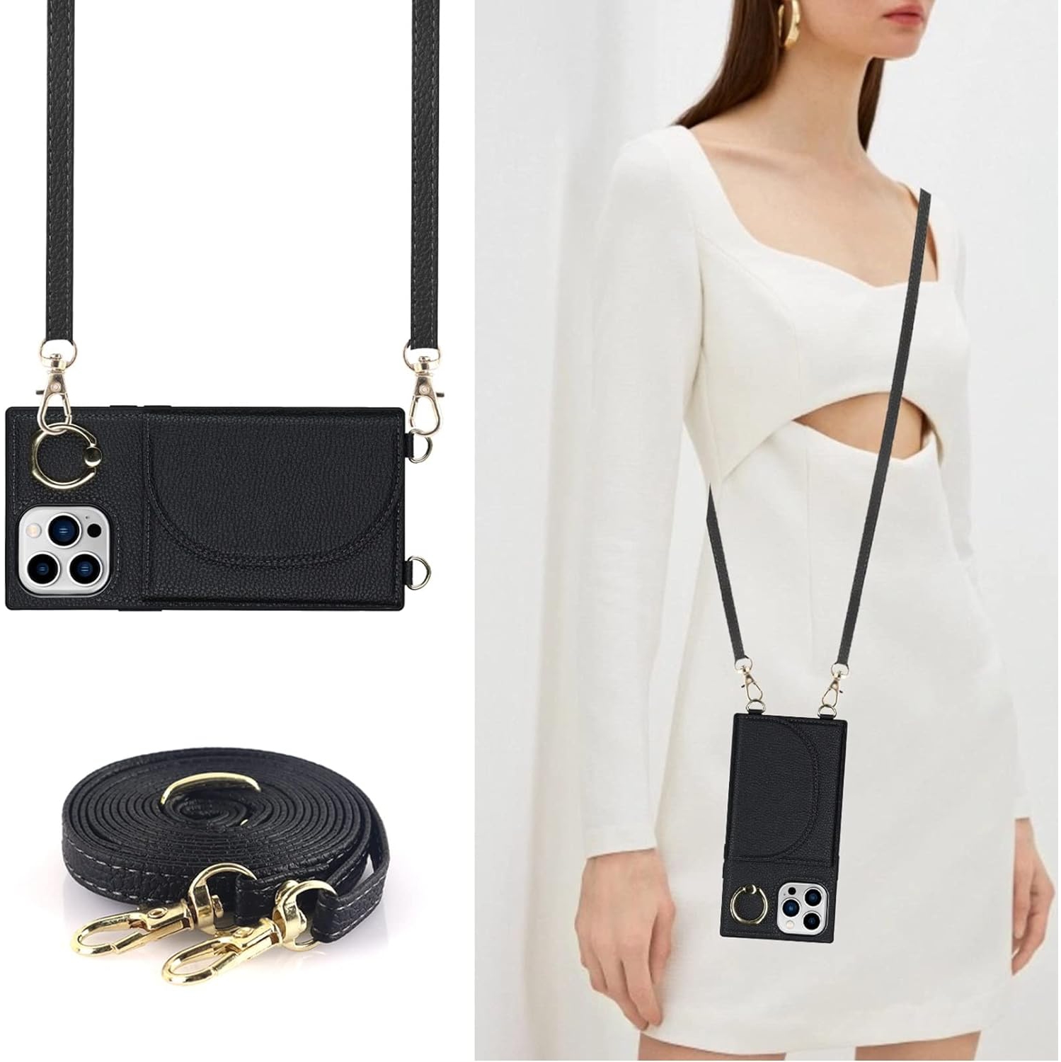 Crossbody Phone Cases for iPhone 13 Pro Max with Card Holder for Women,iPhone 12 Pro Max Case Wallet with Strap