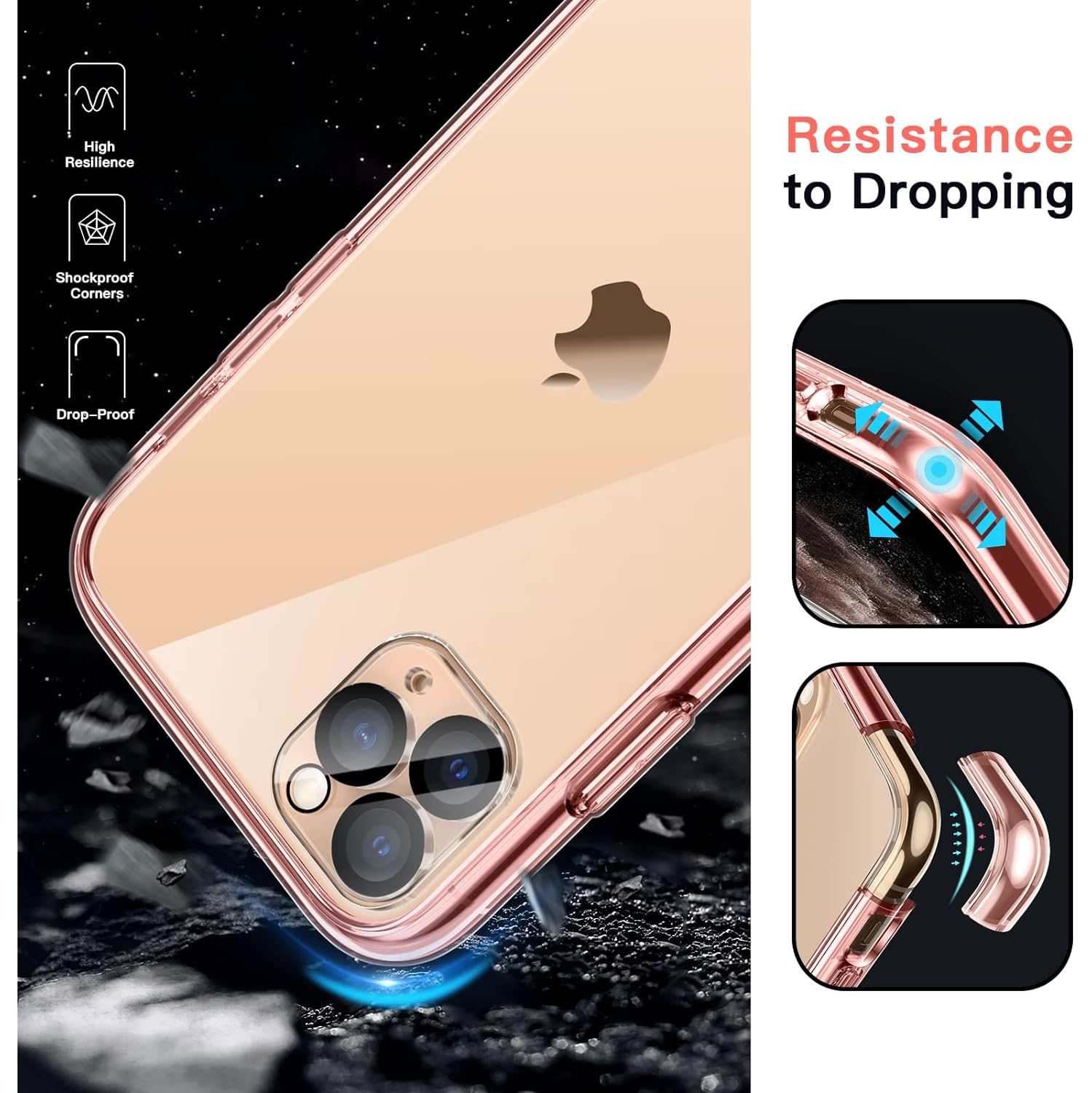3 in 1 Case for iPhone 11 Pro 5.8-Inch, with 2-Pack Screen Protector and 2-Pack Camera Lens Protector, Full