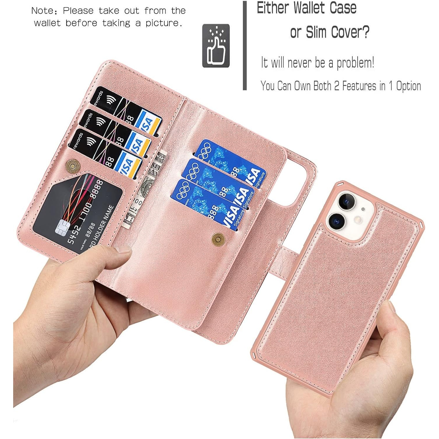 for iPhone 12 Mini Wallet Case with Card Holder and Wrist Strap, PU Leather Kickstand Card Slots Magnetic