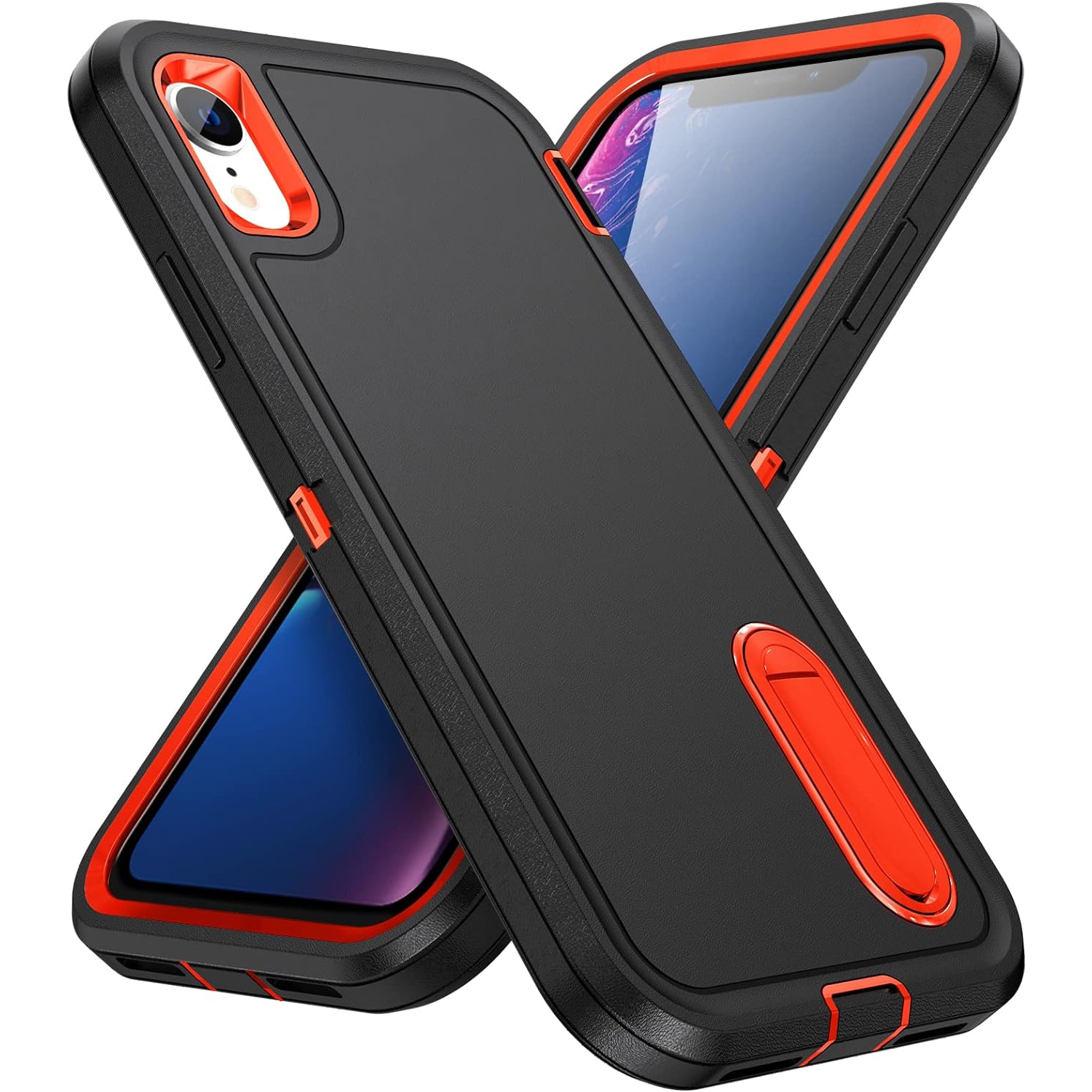 iPhone XR Case with Build-in Kickstand,Heavy Duty Protection Shockproof Anti-Scratch Rugged Slim Fit Protective