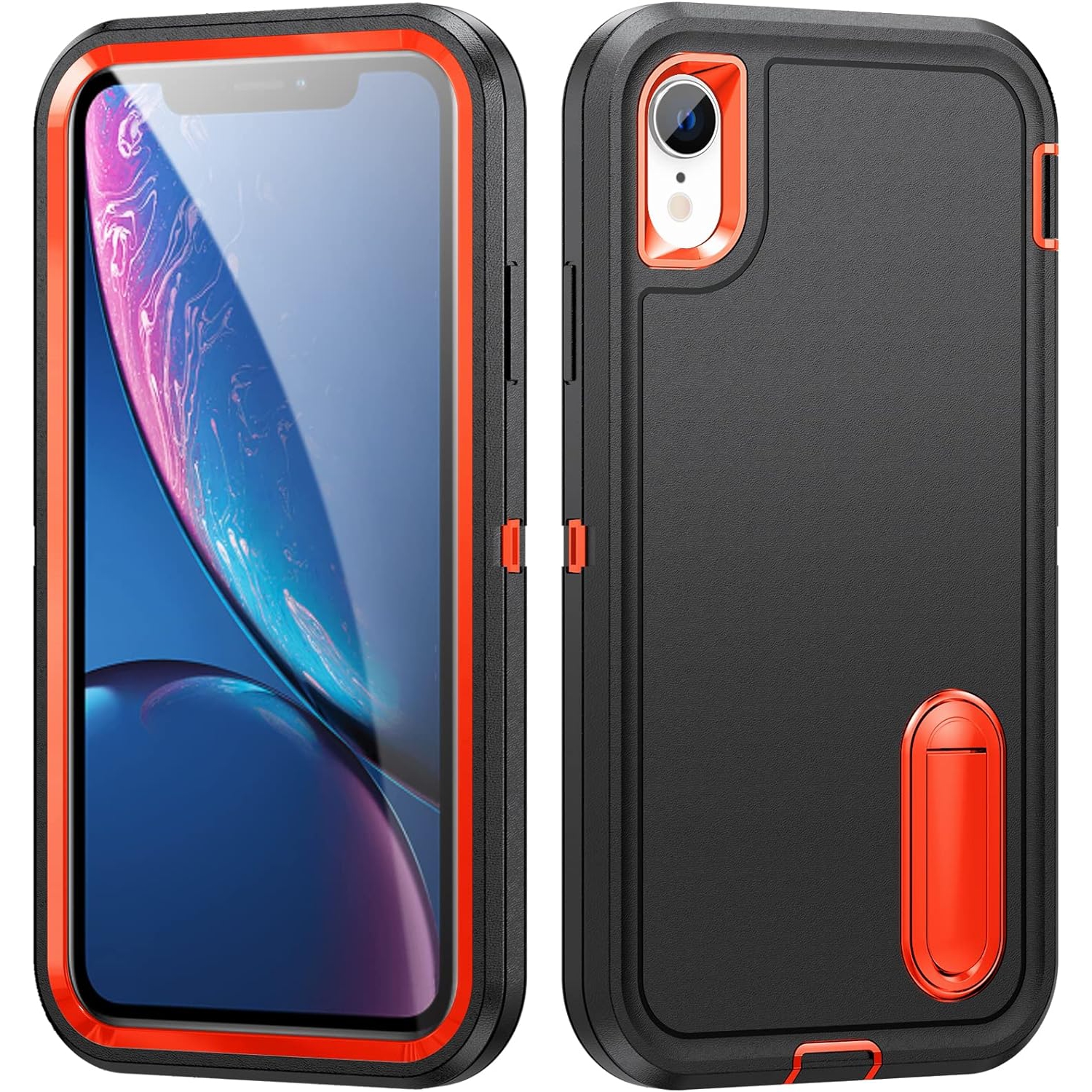 iPhone XR Case with Build-in Kickstand,Heavy Duty Protection Shockproof Anti-Scratch Rugged Slim Fit Protective