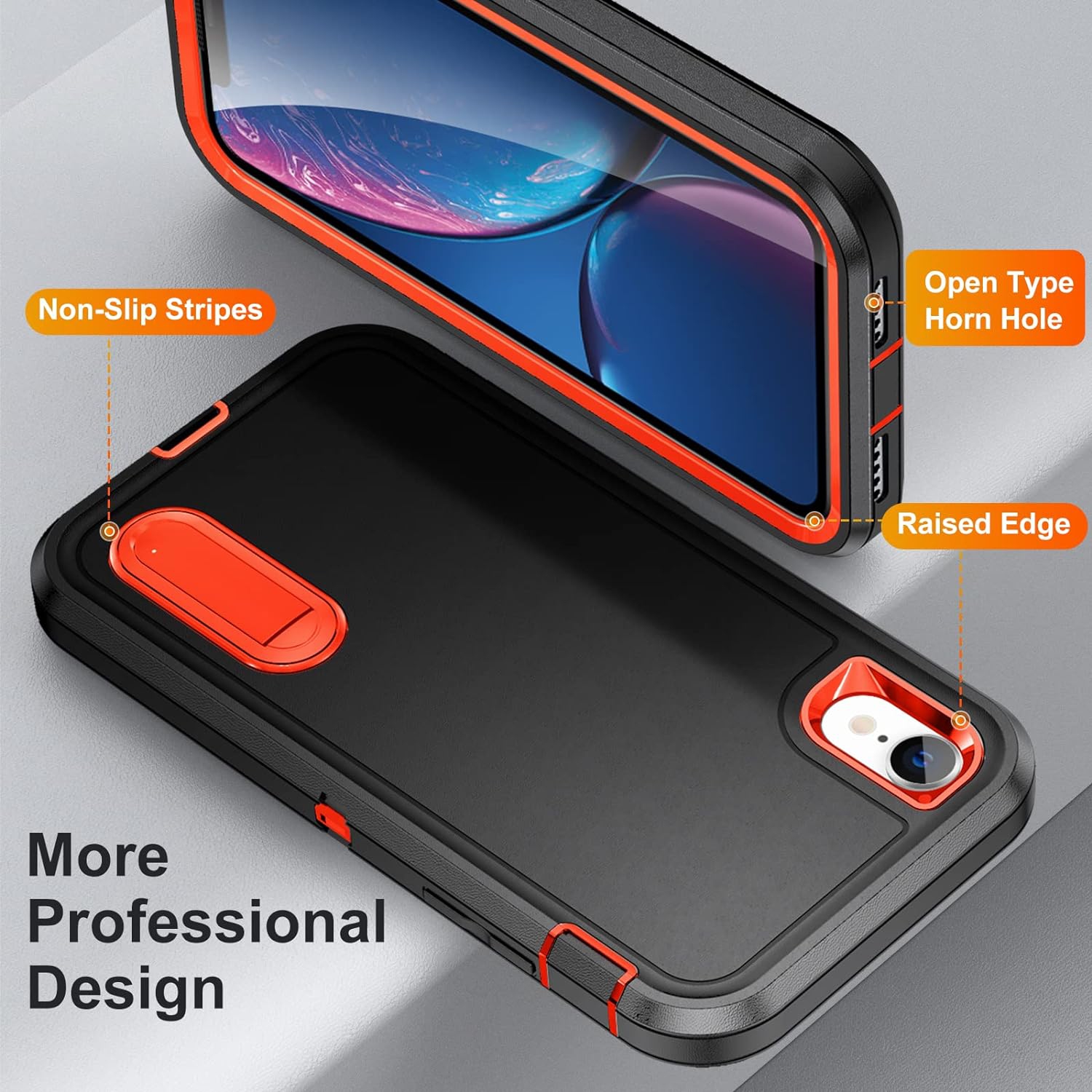 iPhone XR Case with Build-in Kickstand,Heavy Duty Protection Shockproof Anti-Scratch Rugged Slim Fit Protective