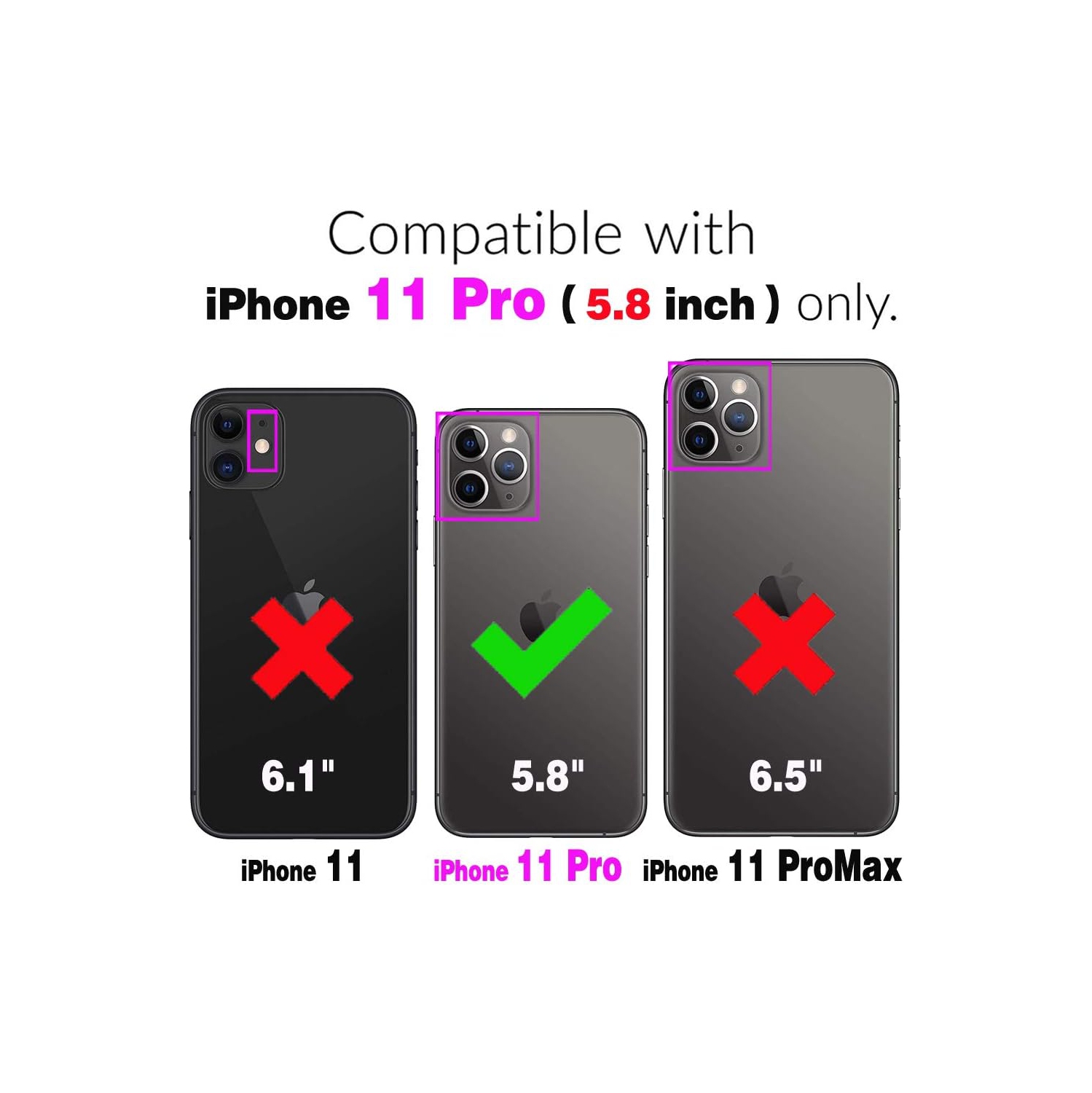 Compatible with iPhone 11 Pro 5.8 Wallet Case and Tempered Glass Screen Protector Flip Cover Leather Purse Credit Card