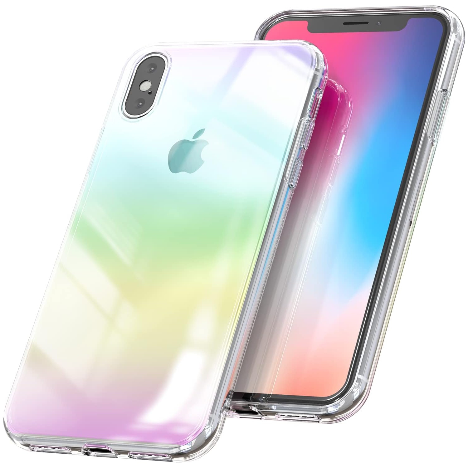 Laser Case for iPhone X/XS 5.8 inch, Rainbow Laser Colorful Shiny Bling Luxury Case Slim Soft TPU and Hard PC