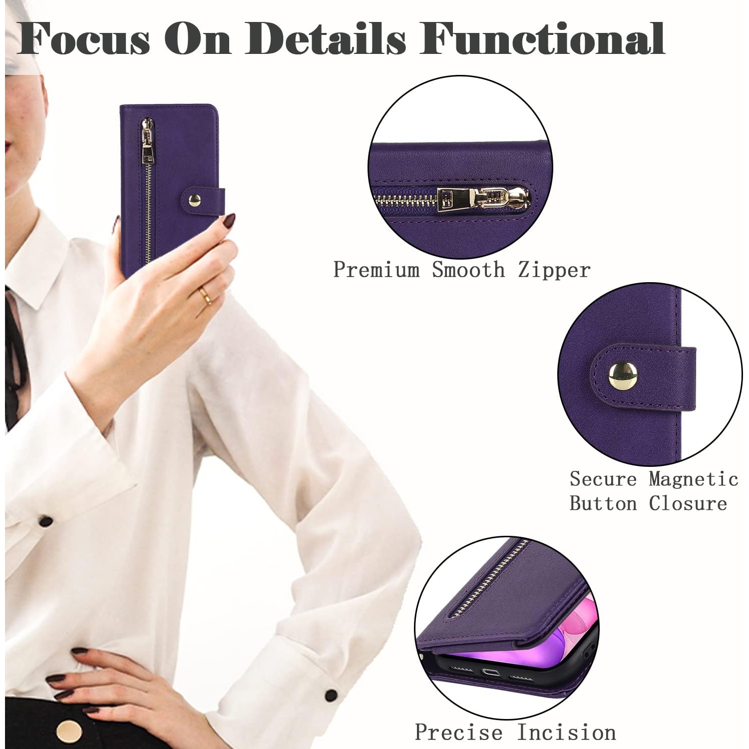 etui iPhone 14 Plus Case Wallet with Card Holder,iPhone 14 Plus Phone case for Women,Flip Crossbody Zipper