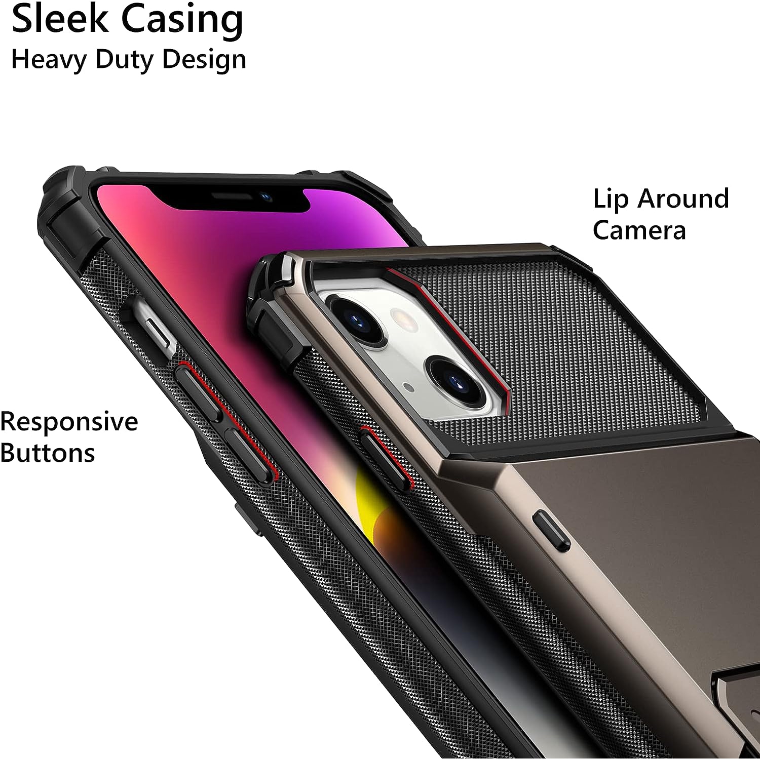 for iPhone 14 Case 5G Wallet 4-Card Holder ID Slot Flip Door Hidden Pocket Protective Hard Shell Back Cover