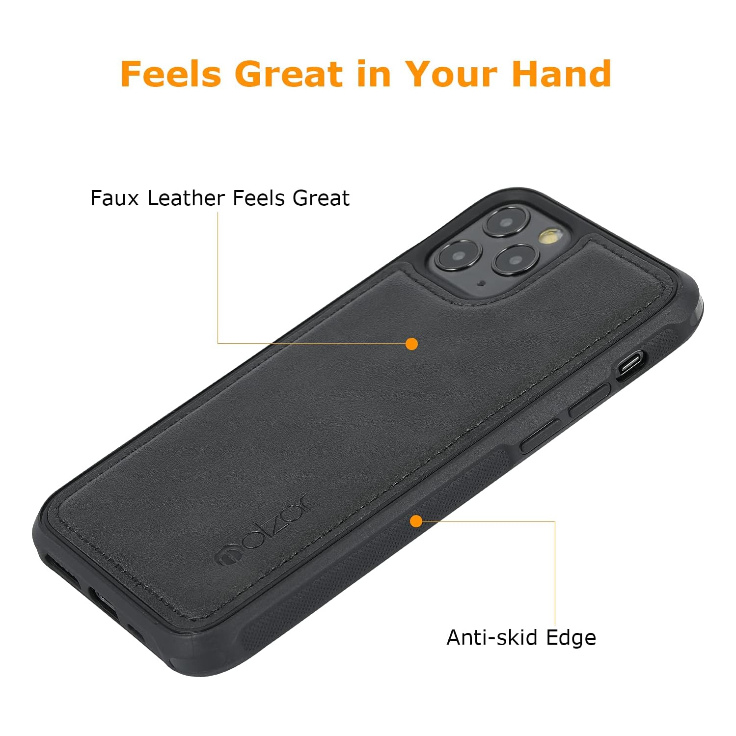MAG Series iPhone 11 Pro Case with Faux Leather, Built-in Metal Plate for Magnetic Mount, Wireless Charging