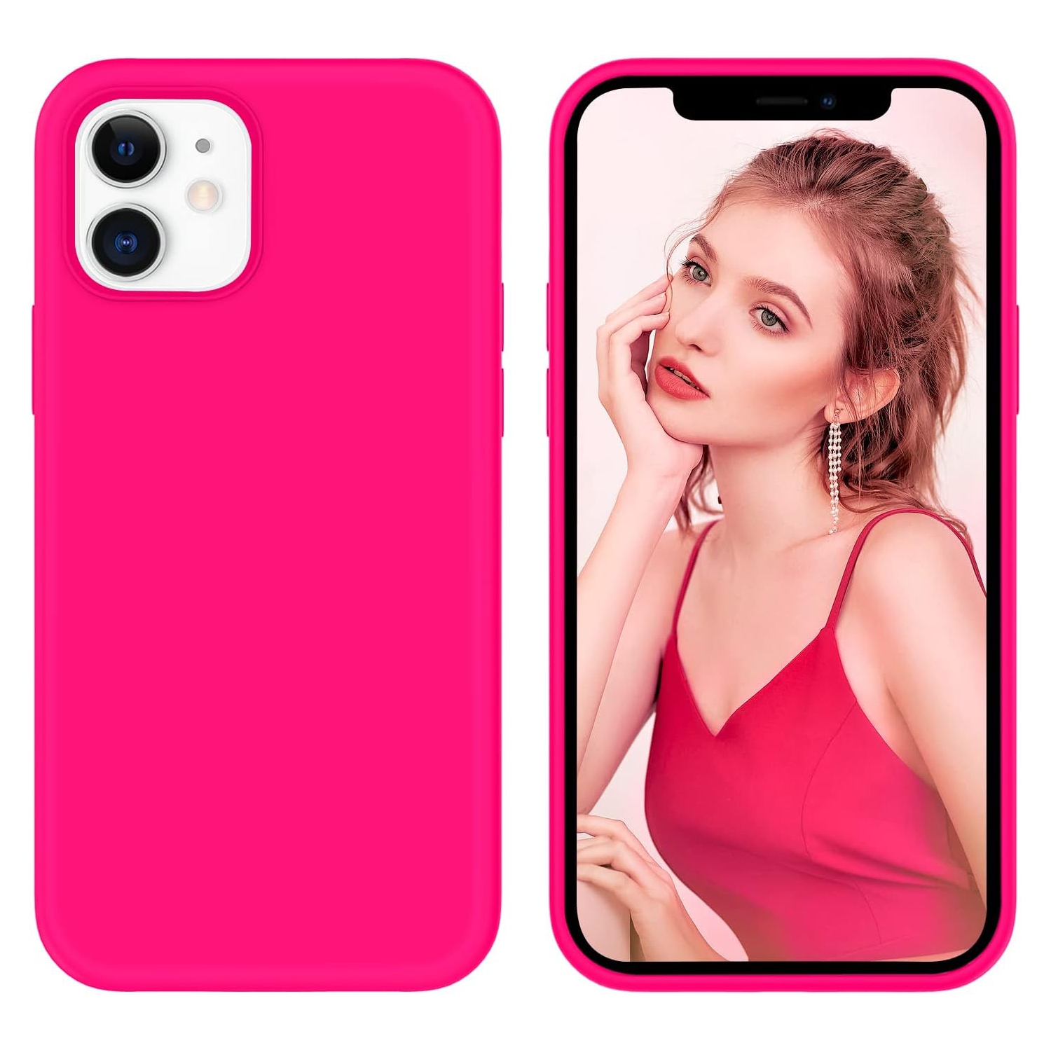 iPhone 12 Case,iPhone 12 Pro Case 6.1", Liquid Silicone Soft Gel Rubber Slim Cover Microfiber Cloth Lining