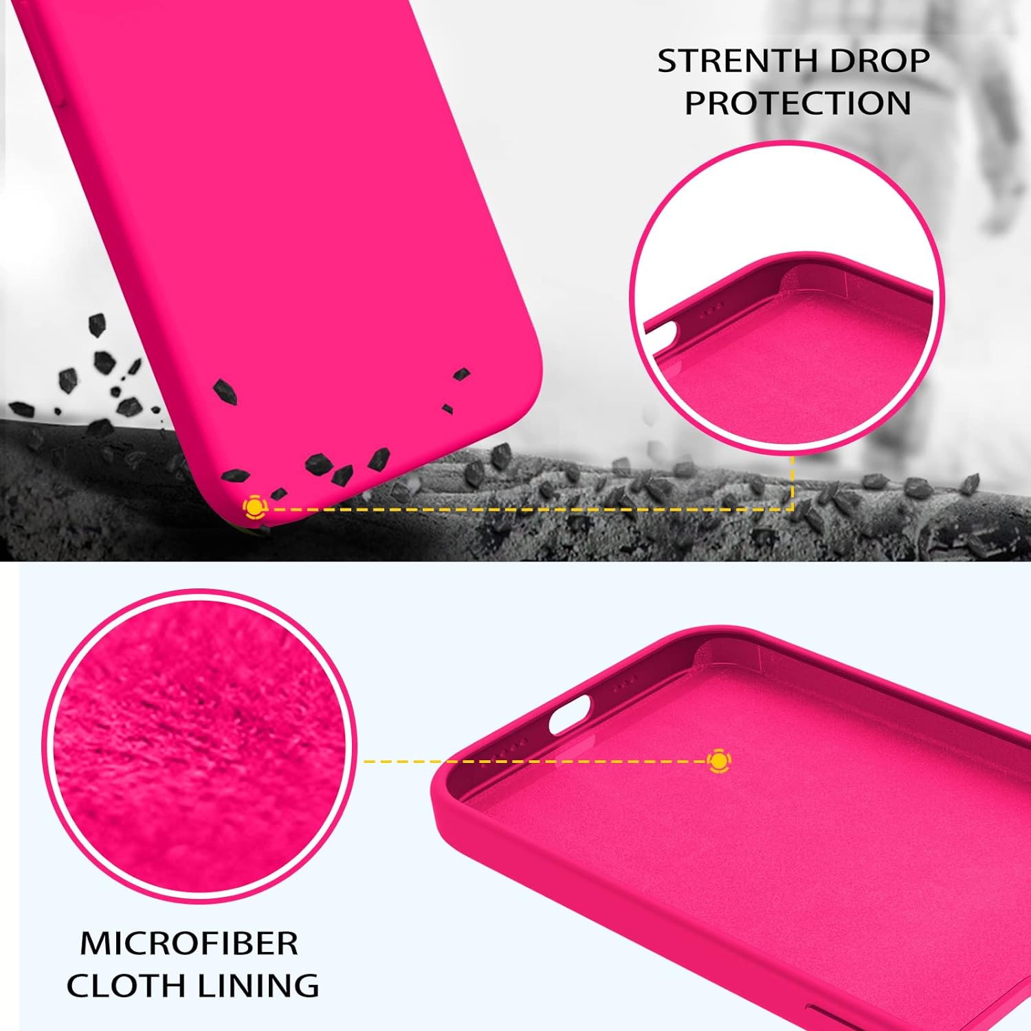 iPhone 12 Case,iPhone 12 Pro Case 6.1", Liquid Silicone Soft Gel Rubber Slim Cover Microfiber Cloth Lining