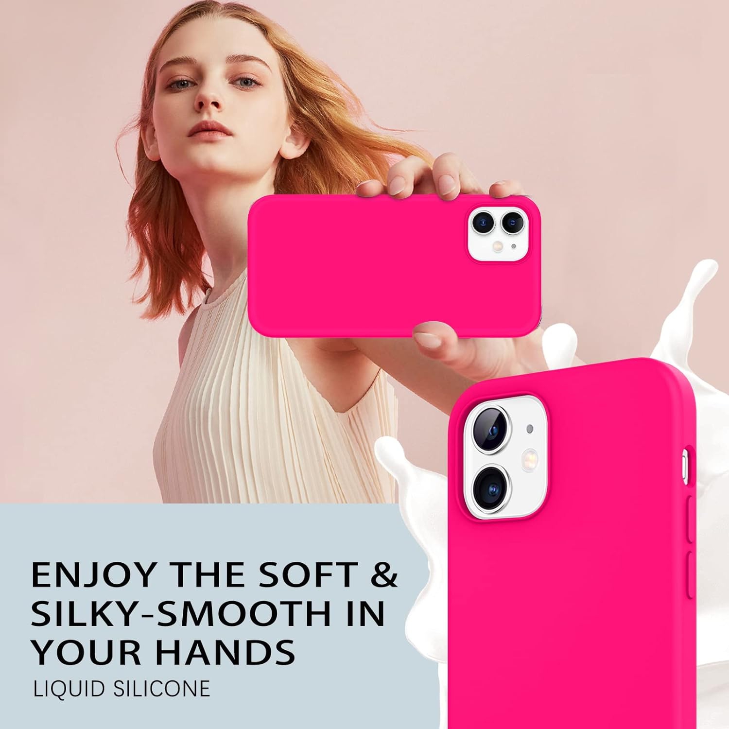 iPhone 12 Case,iPhone 12 Pro Case 6.1", Liquid Silicone Soft Gel Rubber Slim Cover Microfiber Cloth Lining