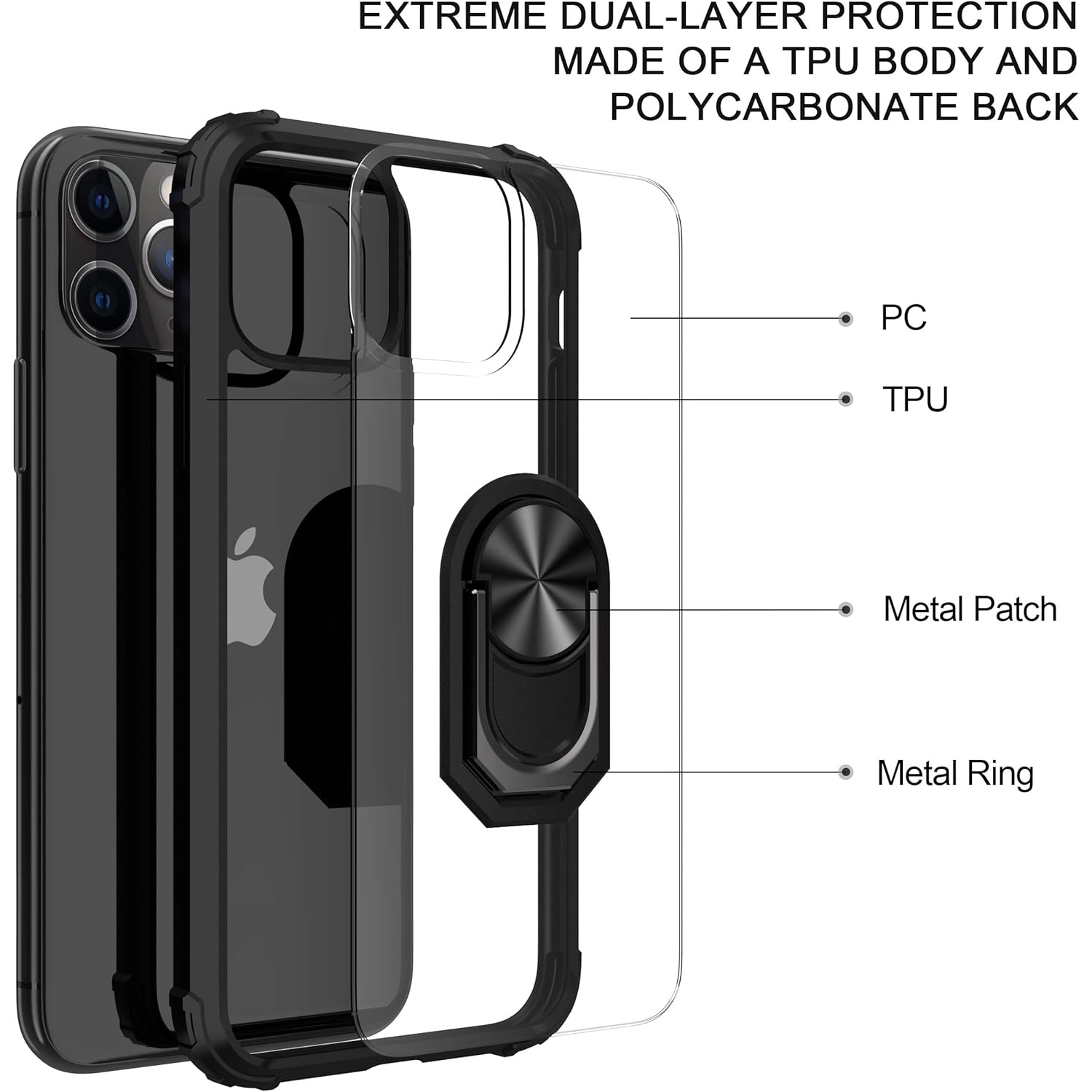 Designed for iPhone 11 Pro Case, Rotation Ring Holder Kickstand Military Grade Shockproof Work with Magnetic