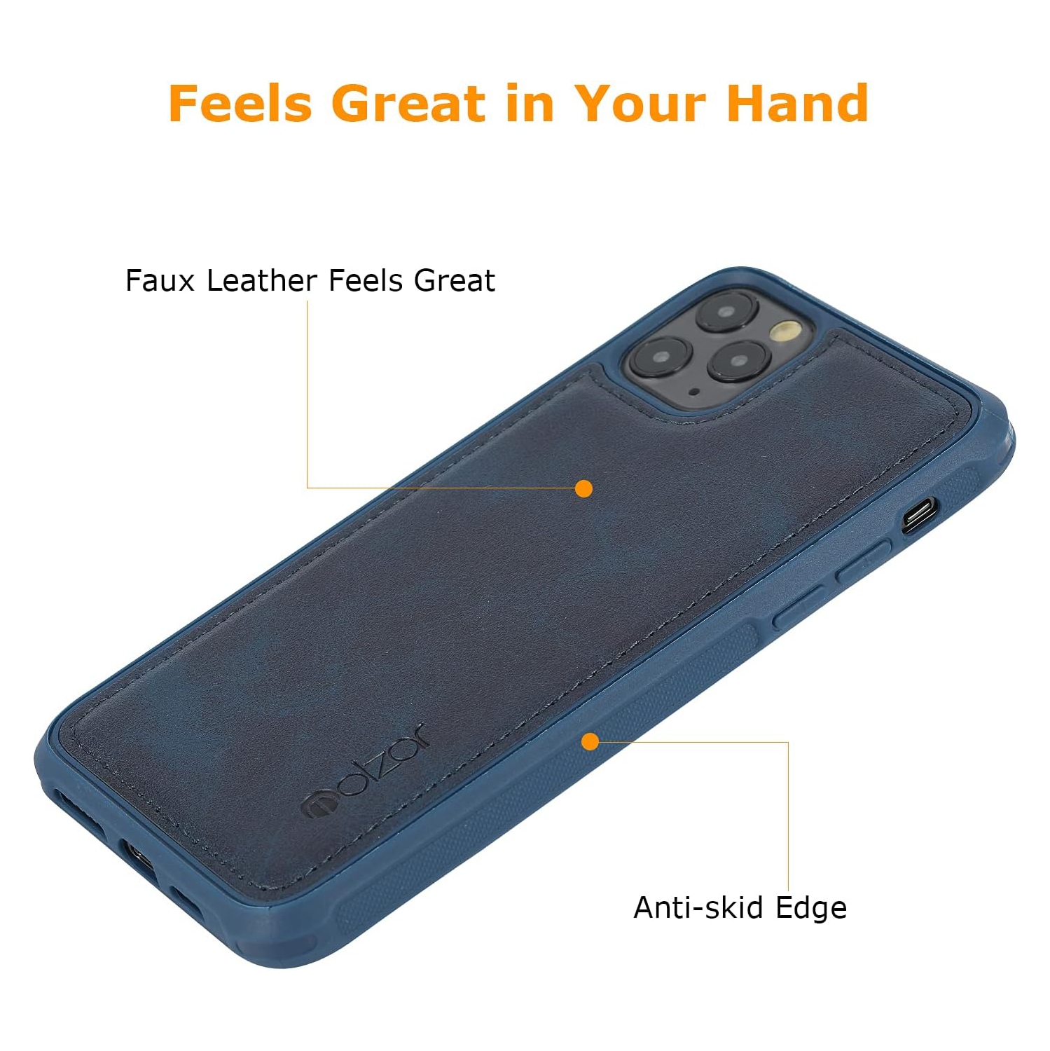 MAG Series iPhone 11 Pro Max Case with Faux Leather, Built-in Metal Plate for Magnetic Mount, Wireless Charging