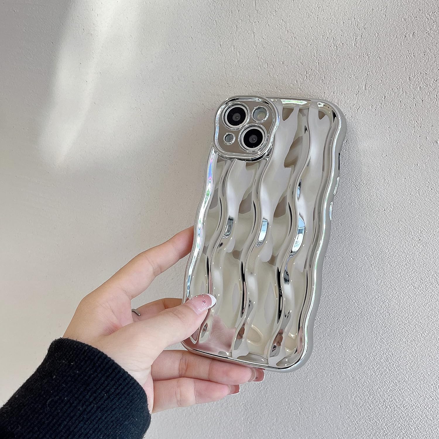 Designed for iPhone 11 Pro Max Case,Water Ripple Pattern Curly Wave Frame Soft Cute Phone Cover for Men Women