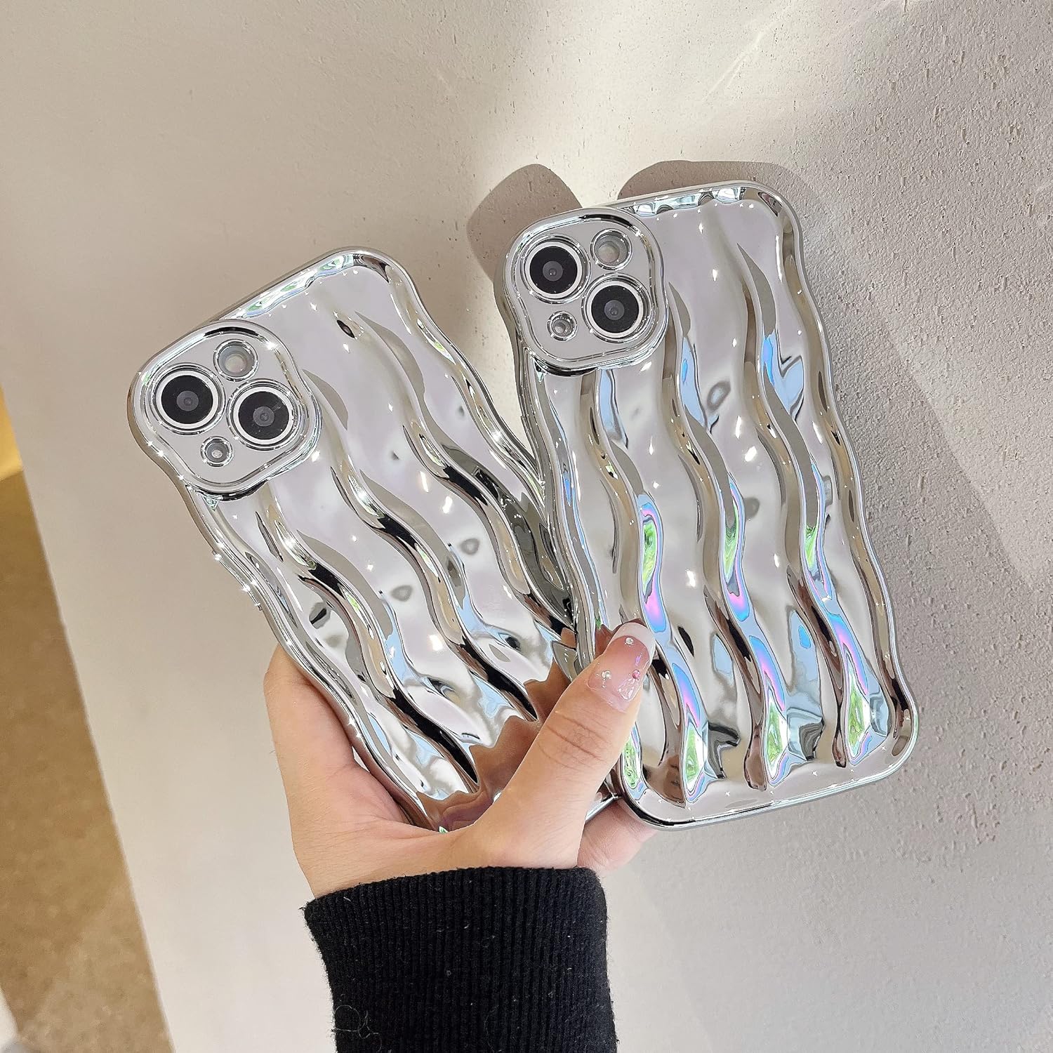 Designed for iPhone 11 Pro Max Case,Water Ripple Pattern Curly Wave Frame Soft Cute Phone Cover for Men Women