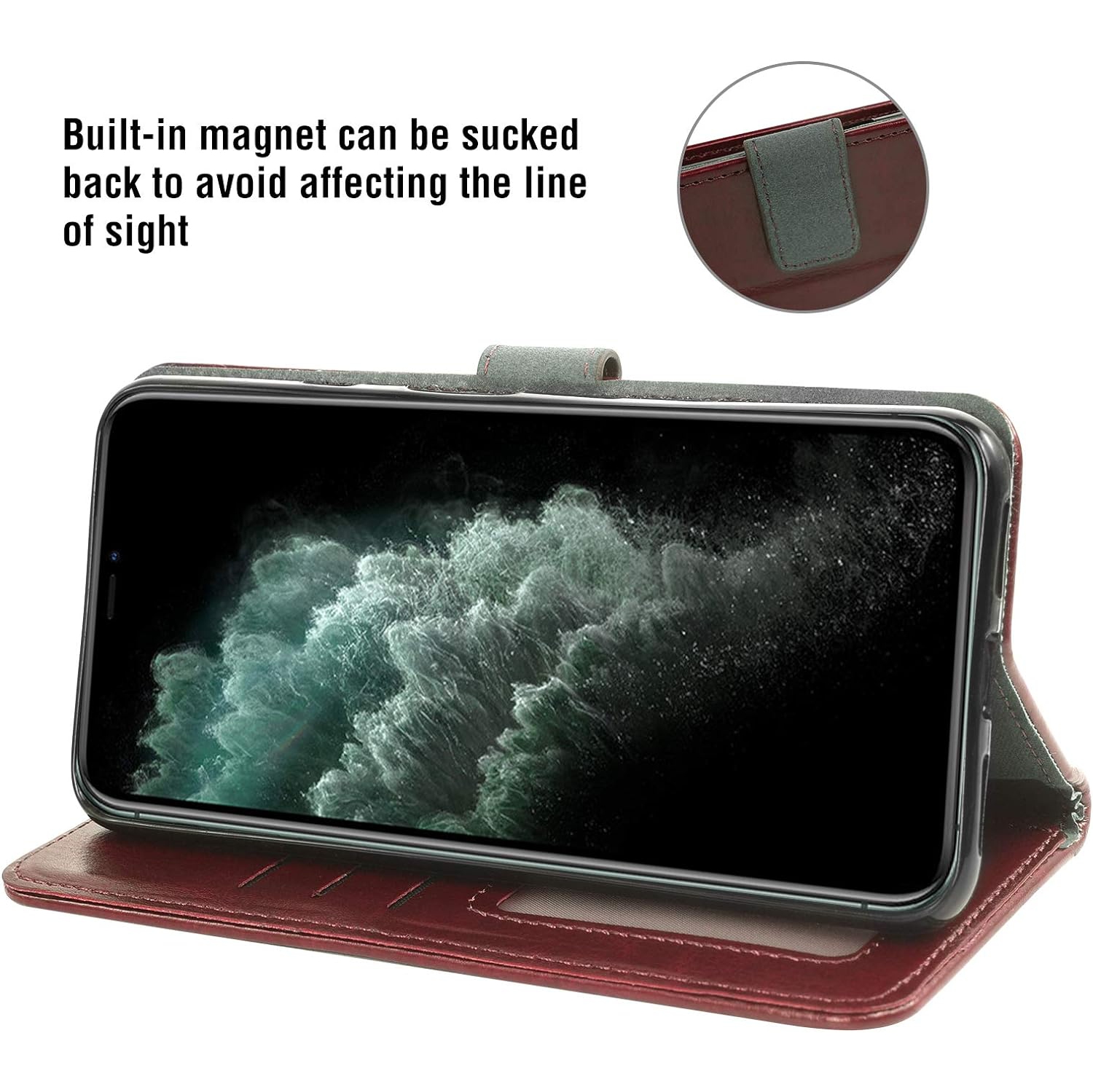 Compatible with iPhone 11 Pro 5.8 Wallet Case Tempered Glass Screen Protector and Flip Cover Card Holder Cell