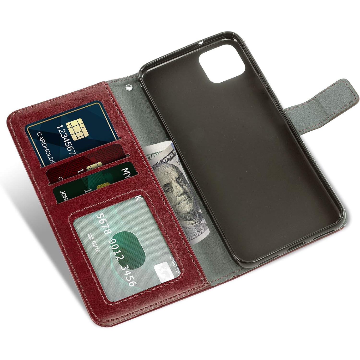 Compatible with iPhone 11 Pro 5.8 Wallet Case Tempered Glass Screen Protector and Flip Cover Card Holder Cell