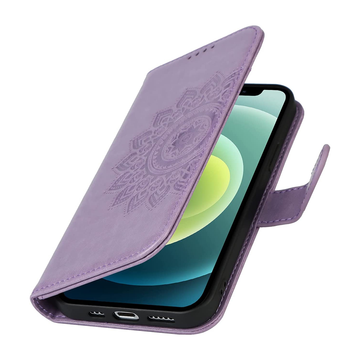 iPhone 12 Mini Wallet Case,Premium Leather Card Holder Card Slot Magnetic Closure Flip Kickstand Women Wallet