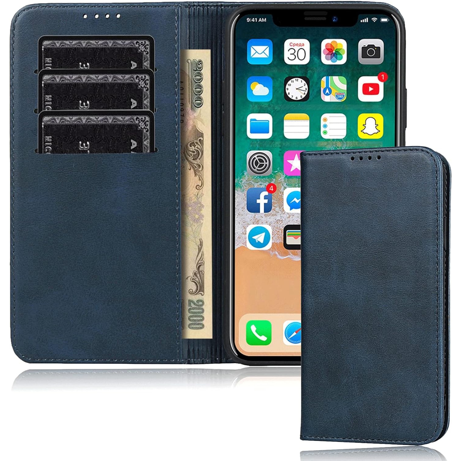 iPhone 12 Mini Wallet Case with Card Holder Slot Premium PU Leather Strong Magnetic Flip Folio Kickstand Drop