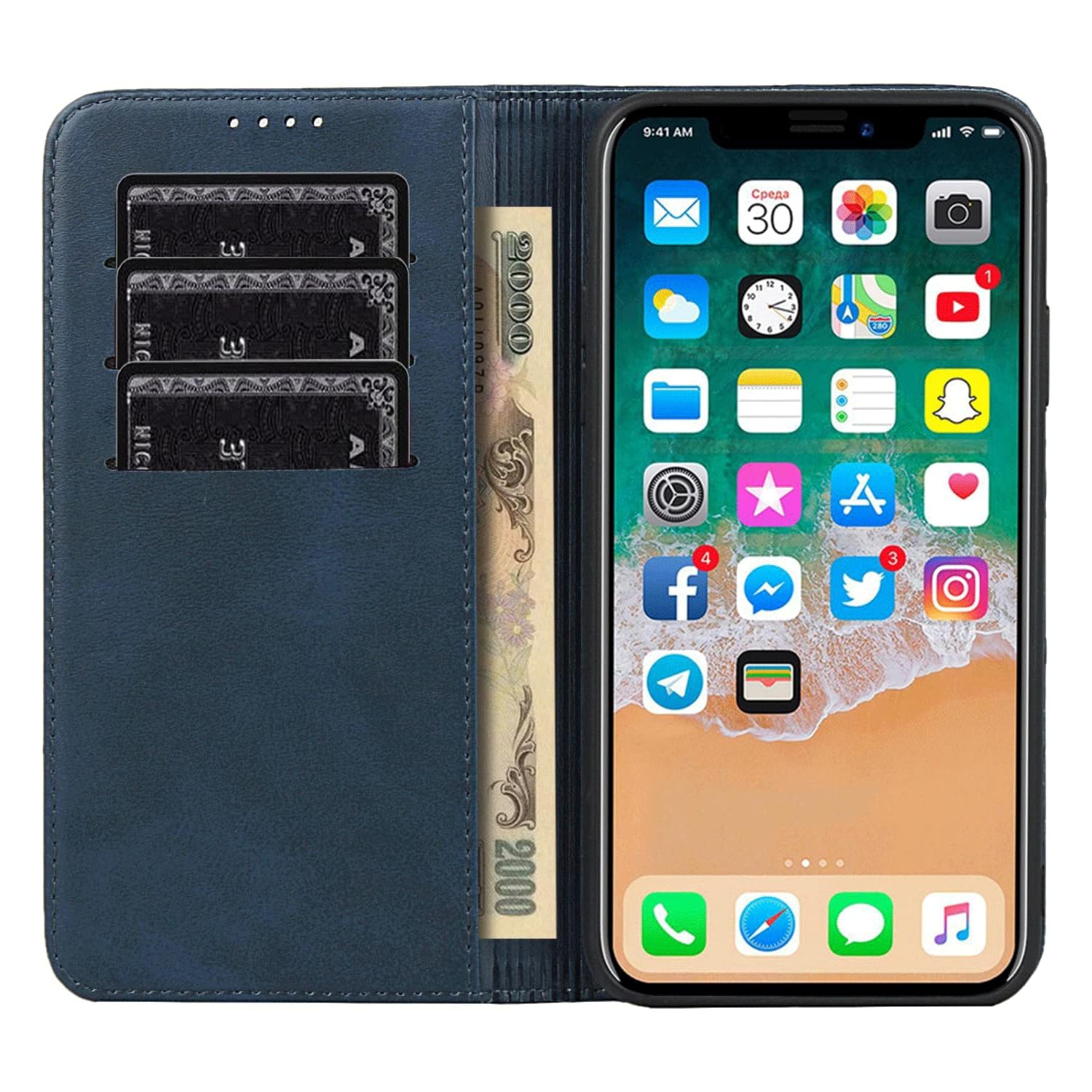 iPhone 12 Mini Wallet Case with Card Holder Slot Premium PU Leather Strong Magnetic Flip Folio Kickstand Drop