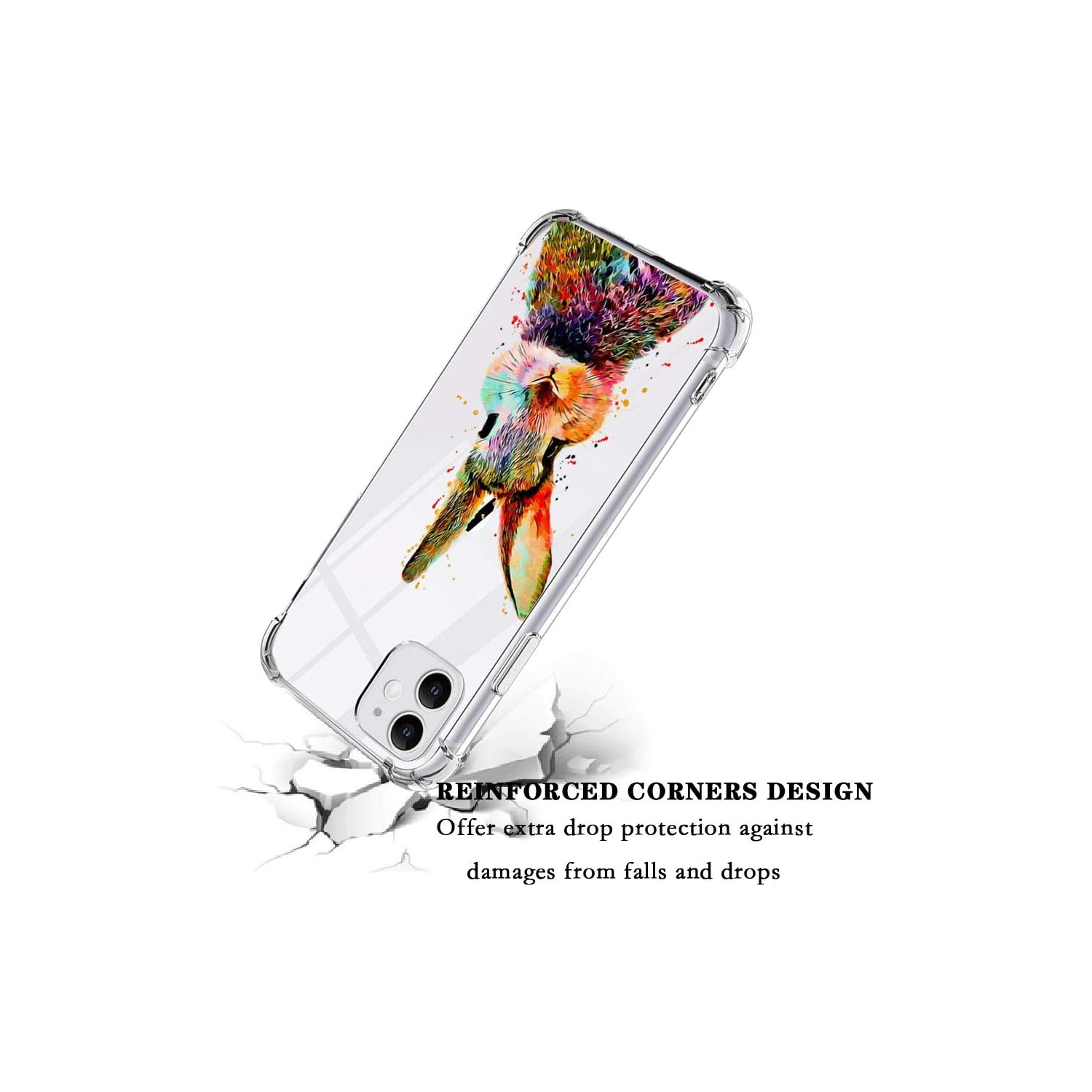 for iPhone 11 Pro Max Case Colorful Rabbit, Cute Animal Pattern Design Clear TPU Phone Cases Soft Flexible Slim
