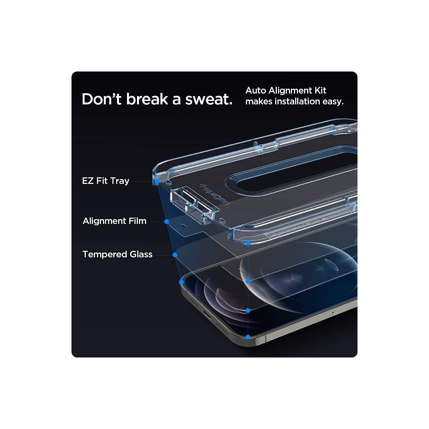 Tempered Glass Screen Protector [GlasTR EZ FIT] Designed for iPhone 12 / iPhone 12 Pro [6.1 inch] [Case