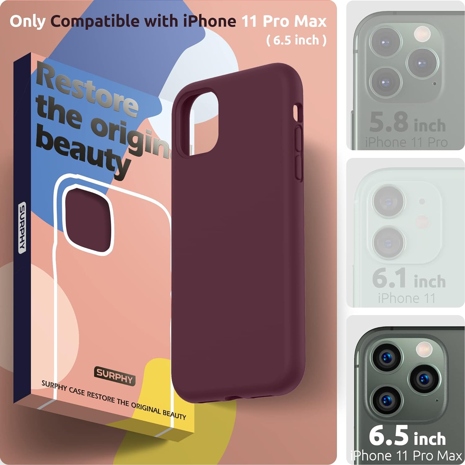Silicone Case for iPhone 11 Pro Max Case, Liquid Silicone Protective Phone Case Cover (Full Body, Soft Case