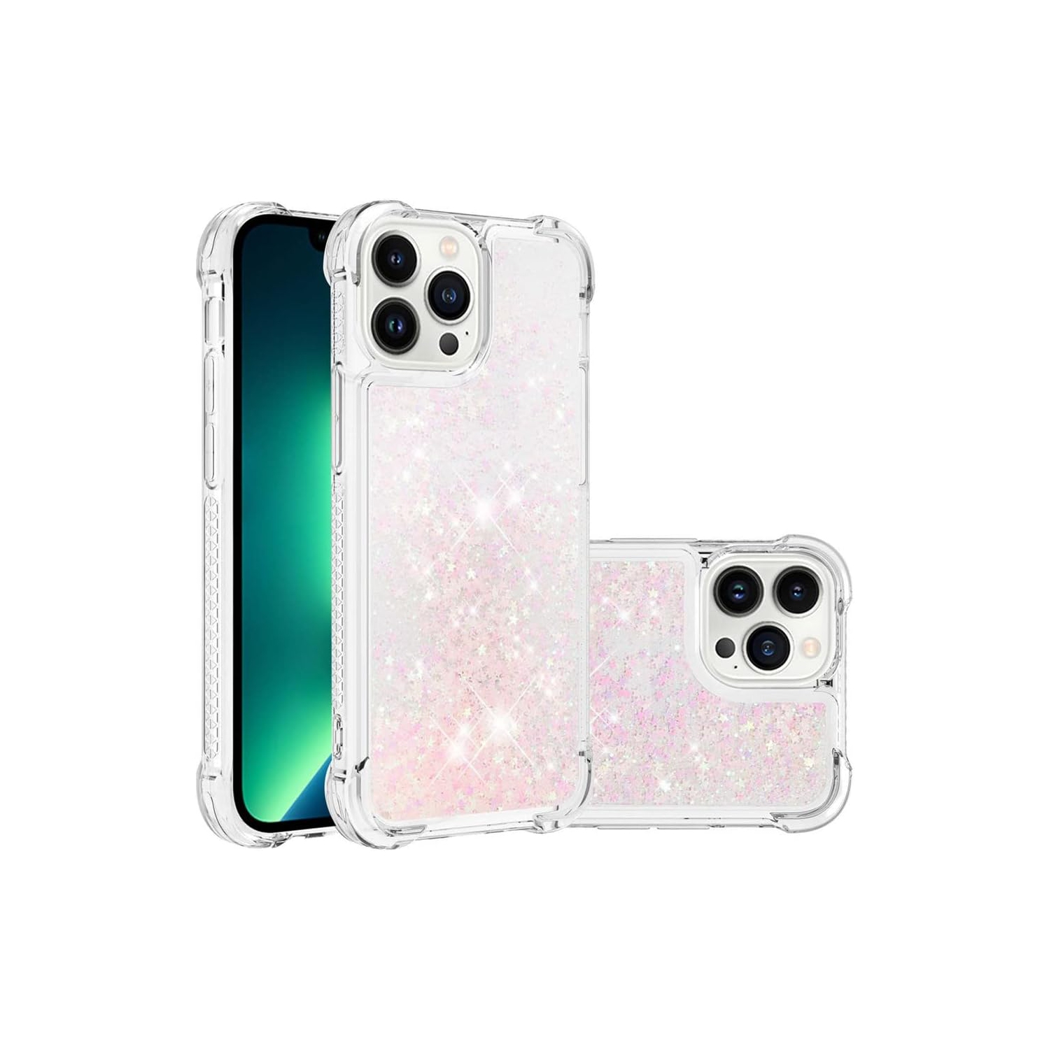 Compatible with iPhone 14 Pro Case Glitter Liquid Cute Clear Phone Case Floating Quicksand Shockproof