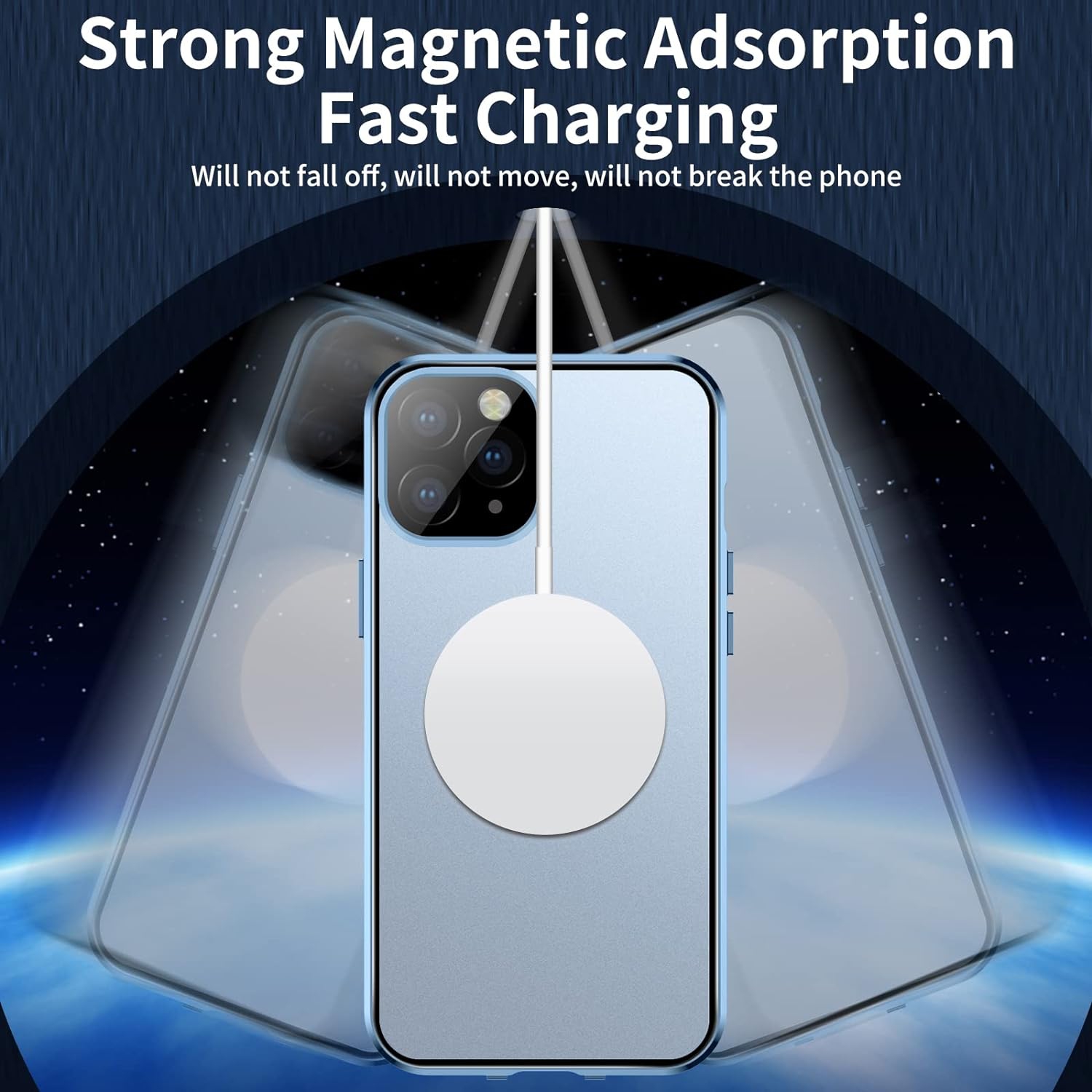 Étui pour iPhone 13 Pro, compatible avec MagSafe 360 degrés Full Body Protection Case Magnetic Attraction Metal