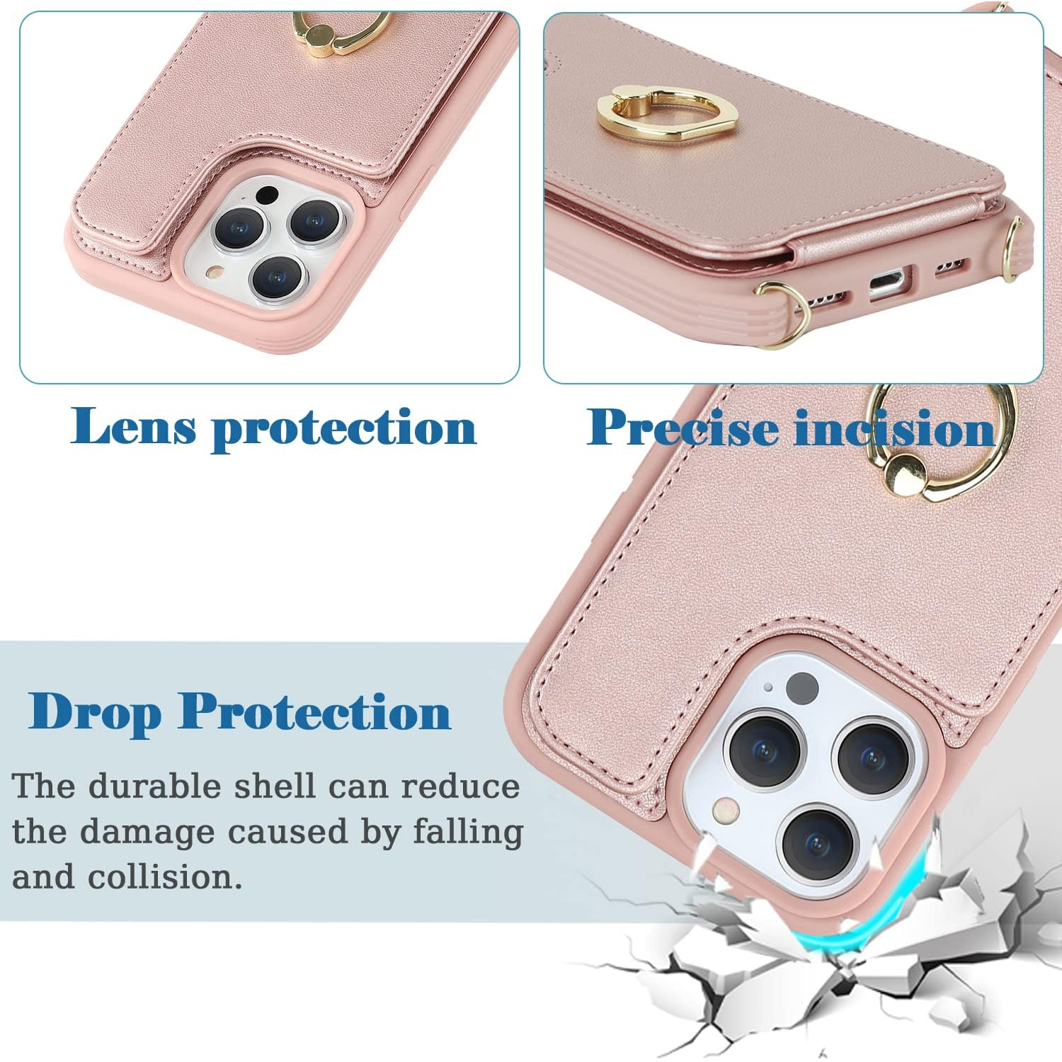 Etui – Sac à bandoulière iPhone 14 Pro Max, étui pour iPhone 14 Pro Max avec porte-carte pour femmes, Coque iPhone 14