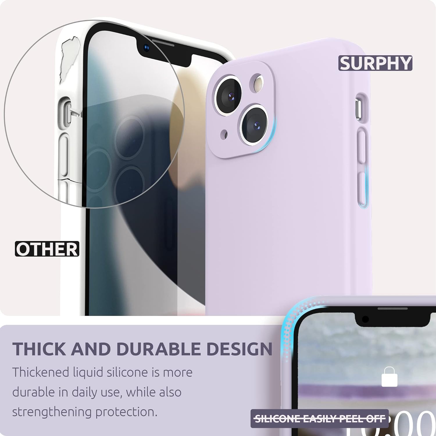 Designed for iPhone 13 Mini Case, Liquid Silicone Soft Gel Rubber