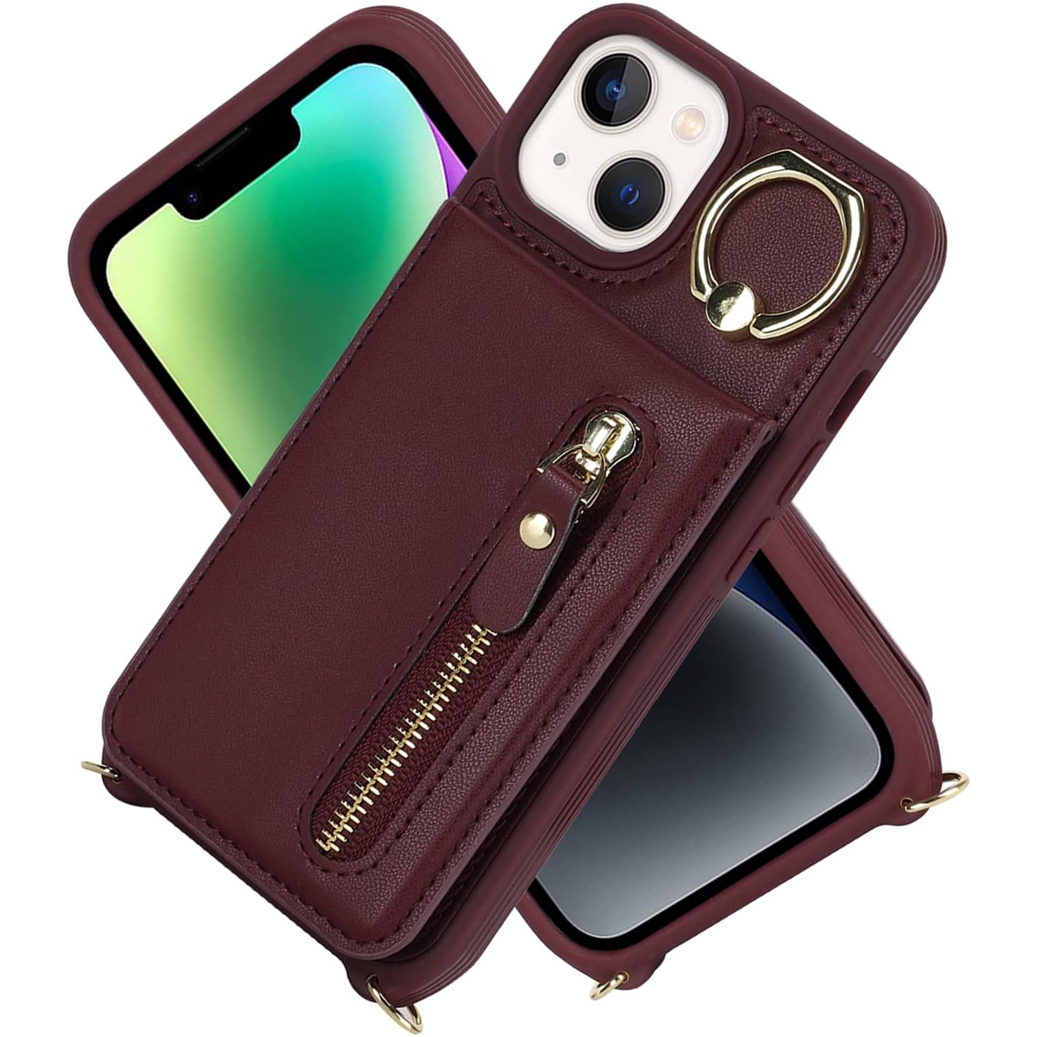 iPhone 14 Plus Case for Women with Card Holder, iPhone 14 Plus Phone Case Wallet with Strap,Crossbody Lanyard