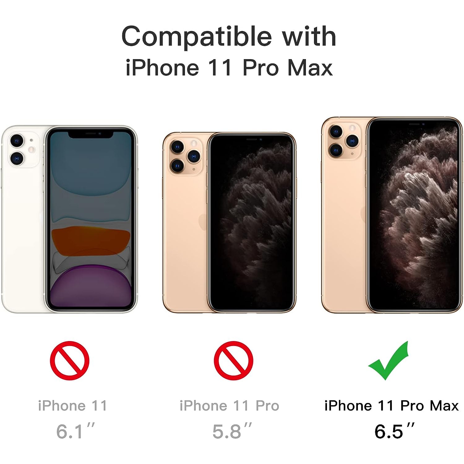 3 in 1 Case for iPhone 11 Pro Max 6.5-Inch, with 2-Pack Screen Protector and Camera Lens Protector,