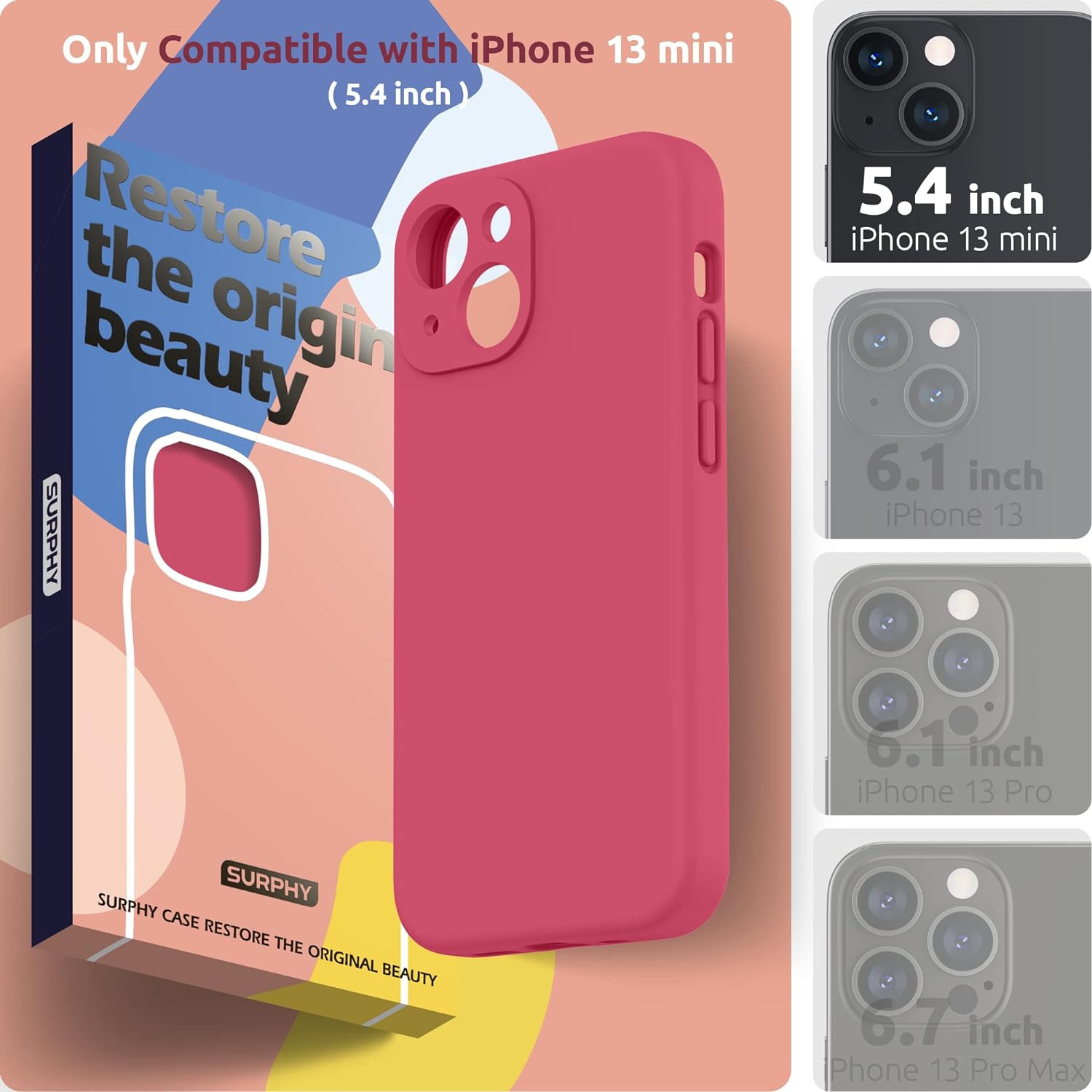 Designed for iPhone 13 Mini Case with Screen Protector, Liquid