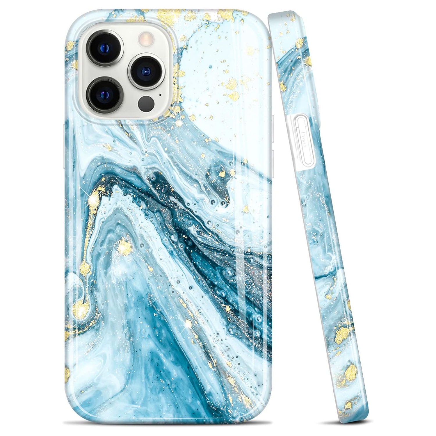 Compatible with iPhone 13 Pro Case Gold Sparkle Glitter Marble Slim Shockproof TPU Soft Rubber Silicone Cover