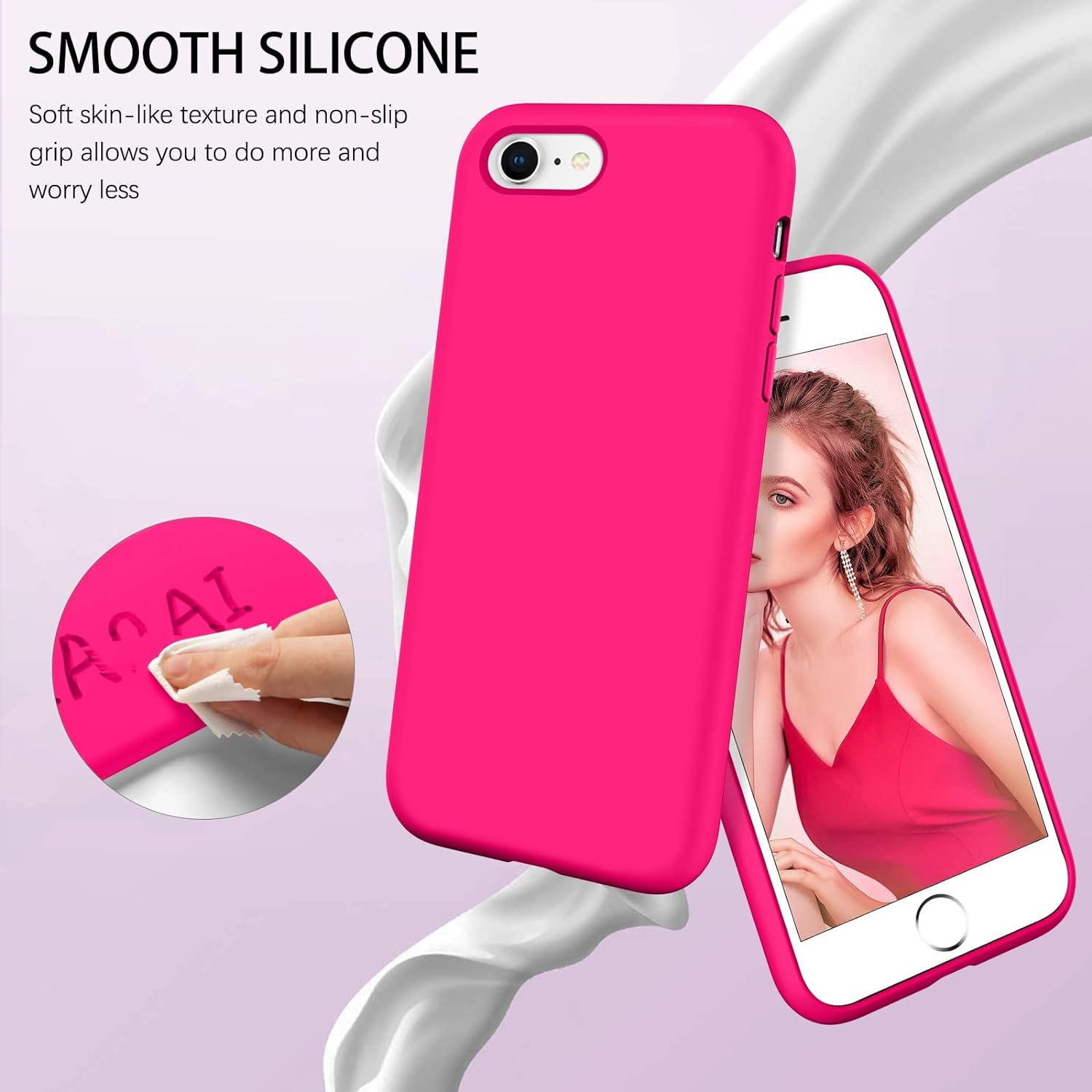 iPhone SE 2022 Case,iPhone SE 2020 Case,iPhone 8/7 Case,Liquid Silicone Soft Gel Rubber with Microfiber Cloth