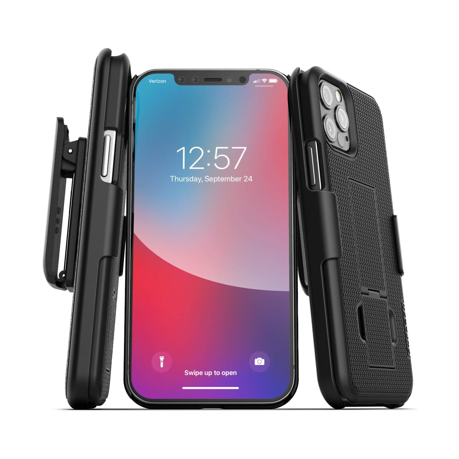 iPhone 12 Pro Belt Clip Case (2020 DuraClip) Slim Cover with Holster - Black