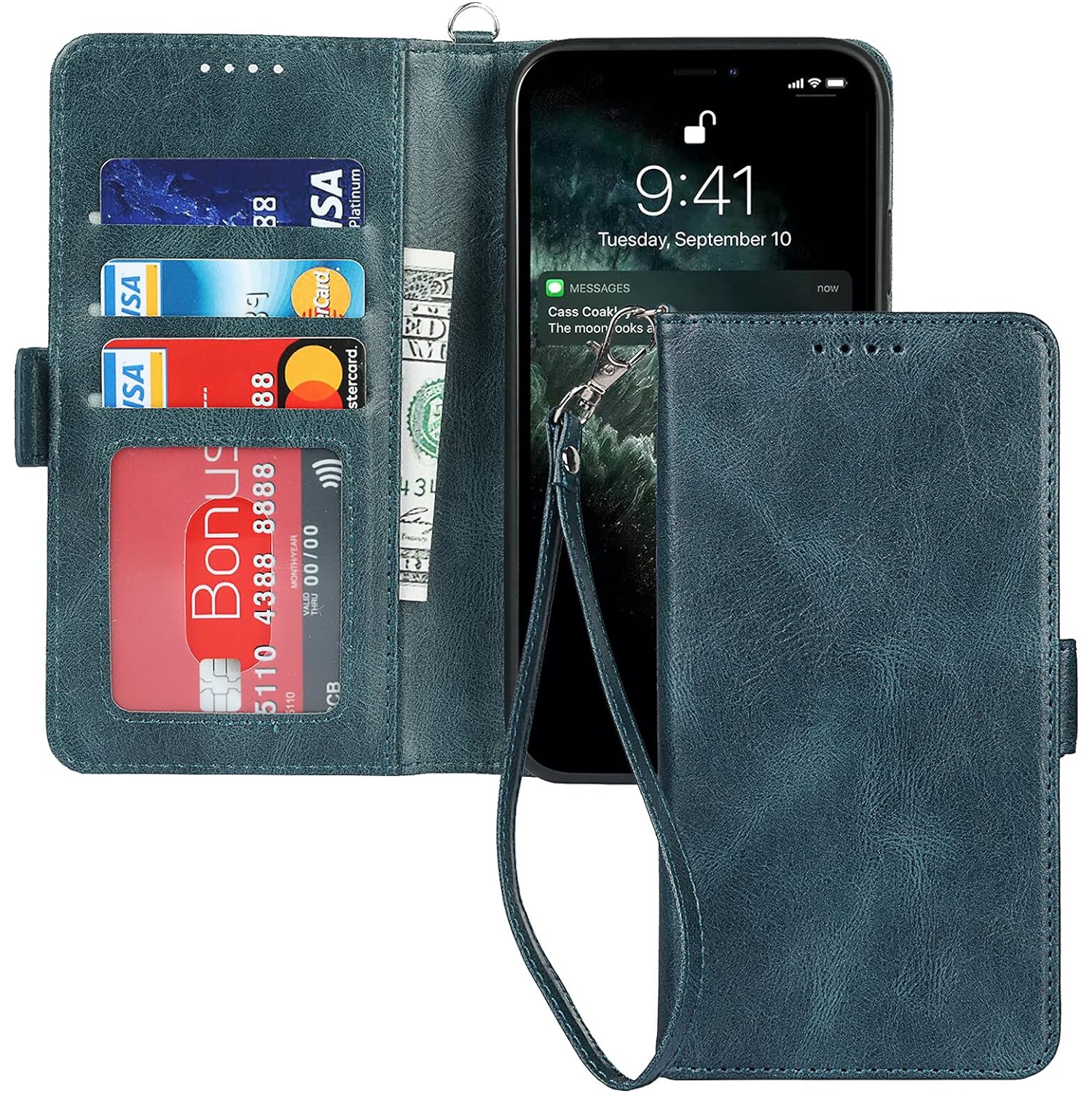 iPhone 11 Pro Wallet Case,[RFID Blocking] Premium Leather Credit Card Holder Magnetic Flip Kickstand Wallet